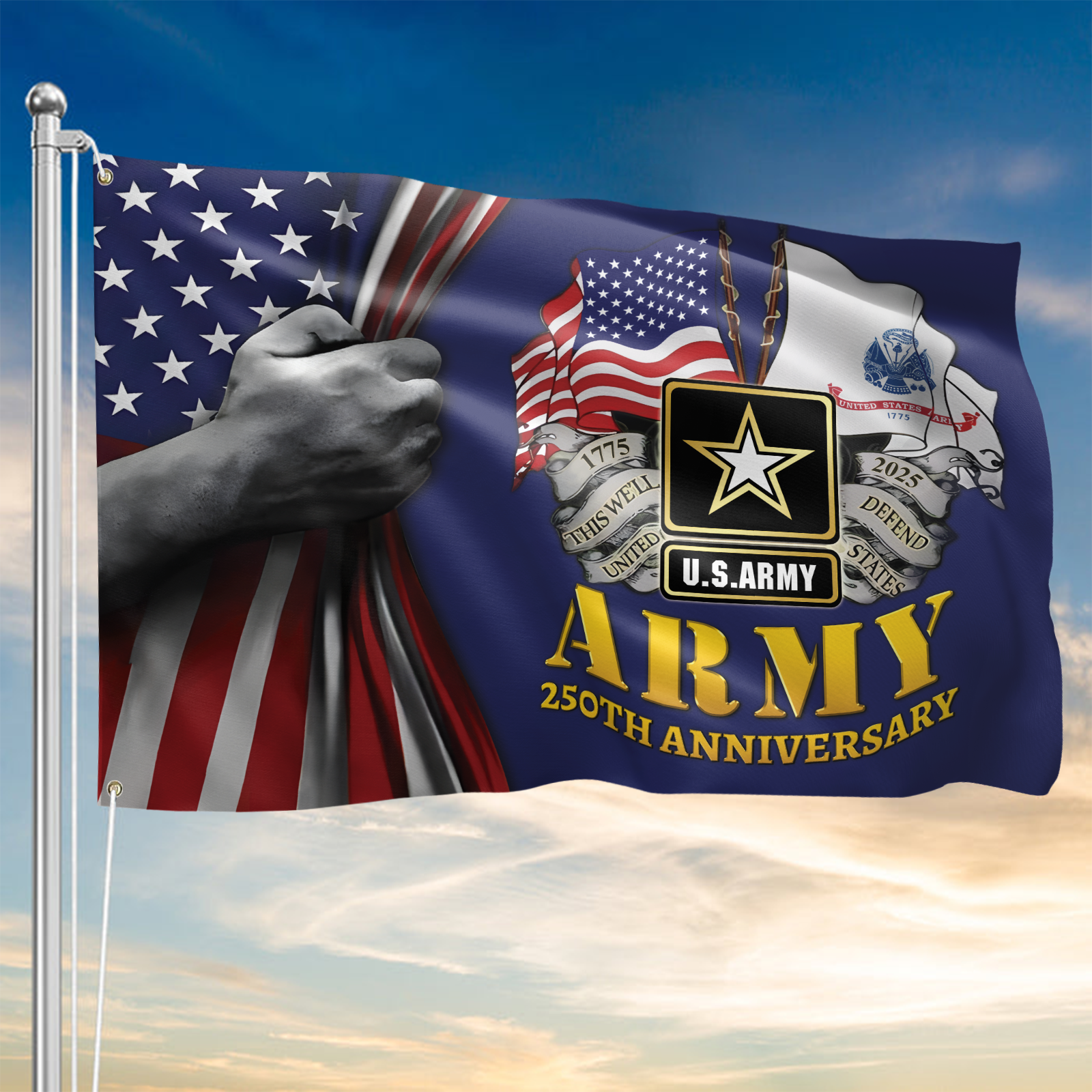 Army 250th Anniversary House Flag