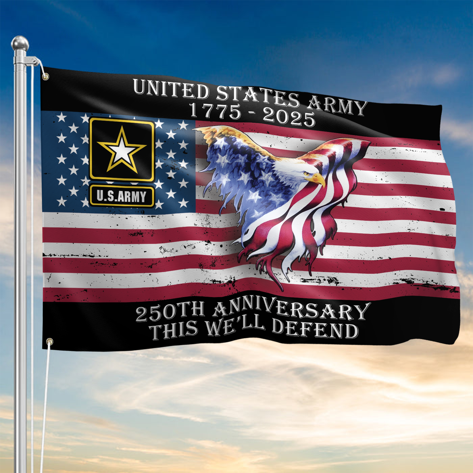 Army 250th Anniversary House Flag