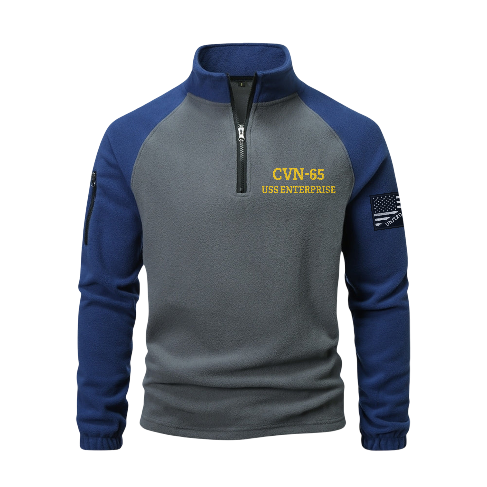 Personalizable Navy Ship Half-Zip Raglan Sweatshirt