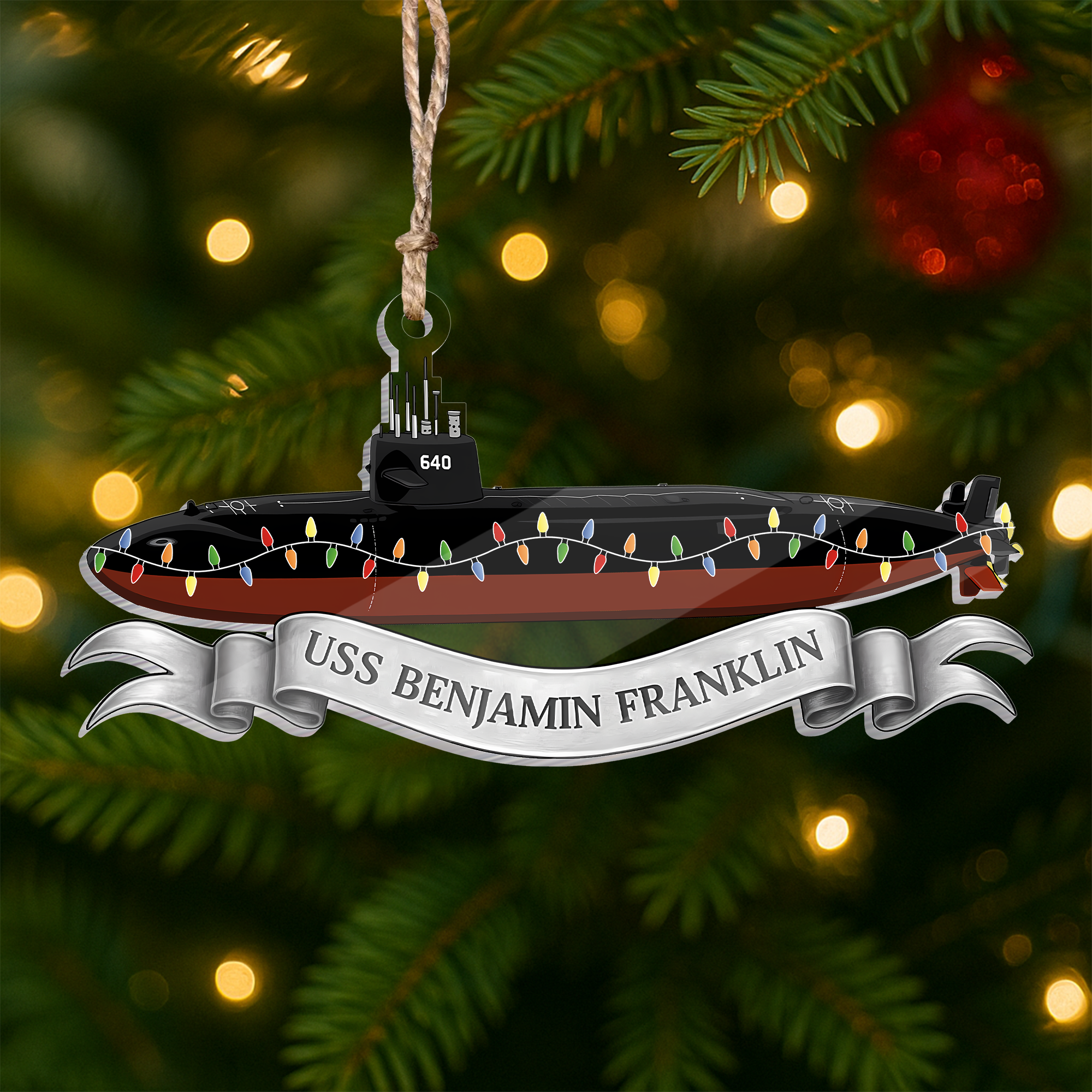 Personalizable Navy Submarine Ship Acrylic Ornament