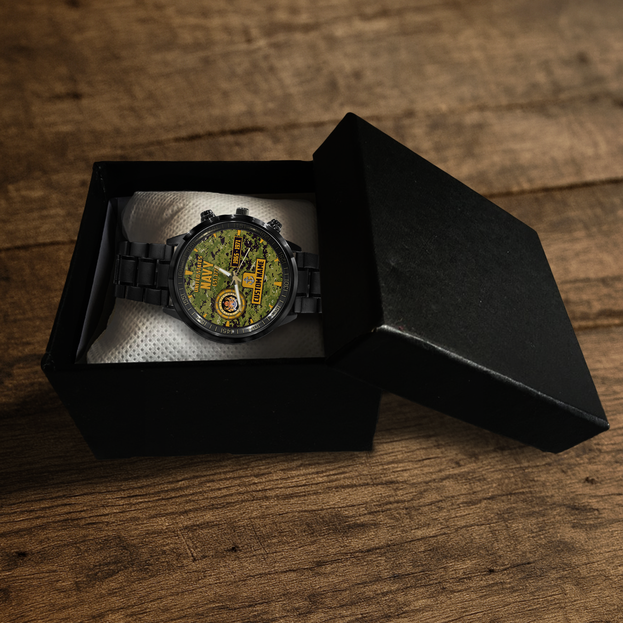 Personalizable Navy Aircraft Carrier Stainless Steel Watch