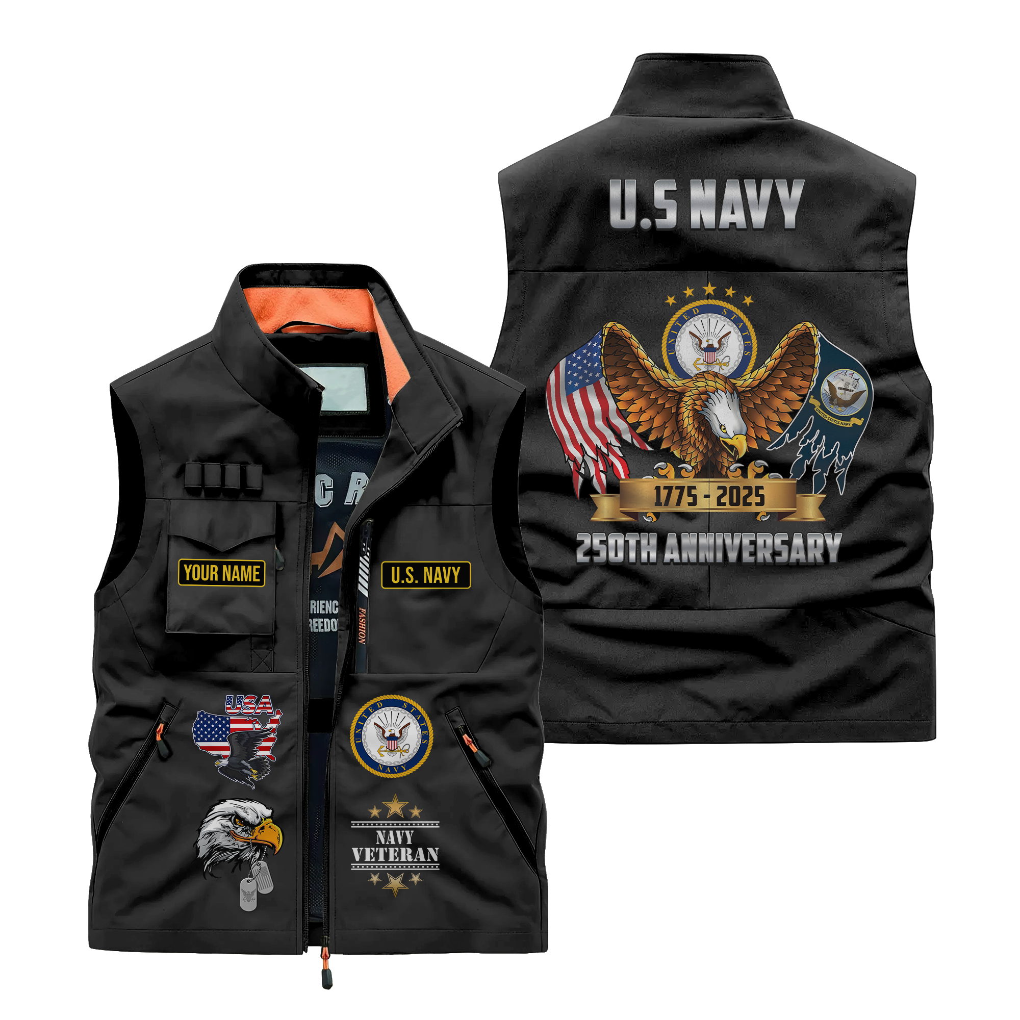 Personalizable Navy 250th Anniversary Pocket Vest