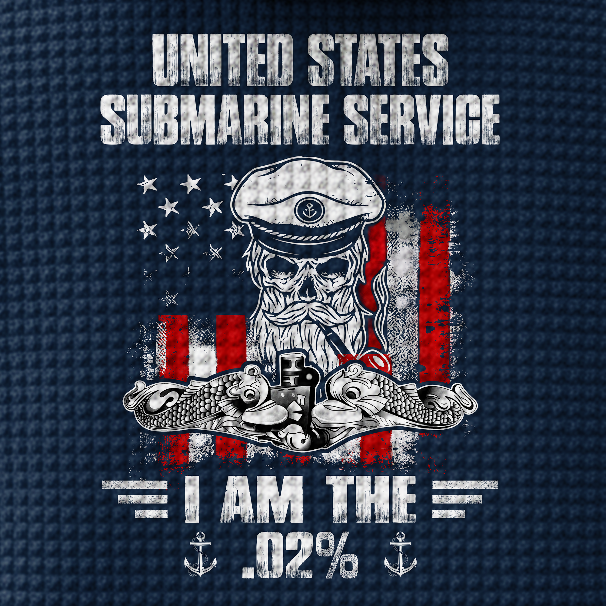 Personalizable Navy Submarine Quarter Zip Waffle Hoodie