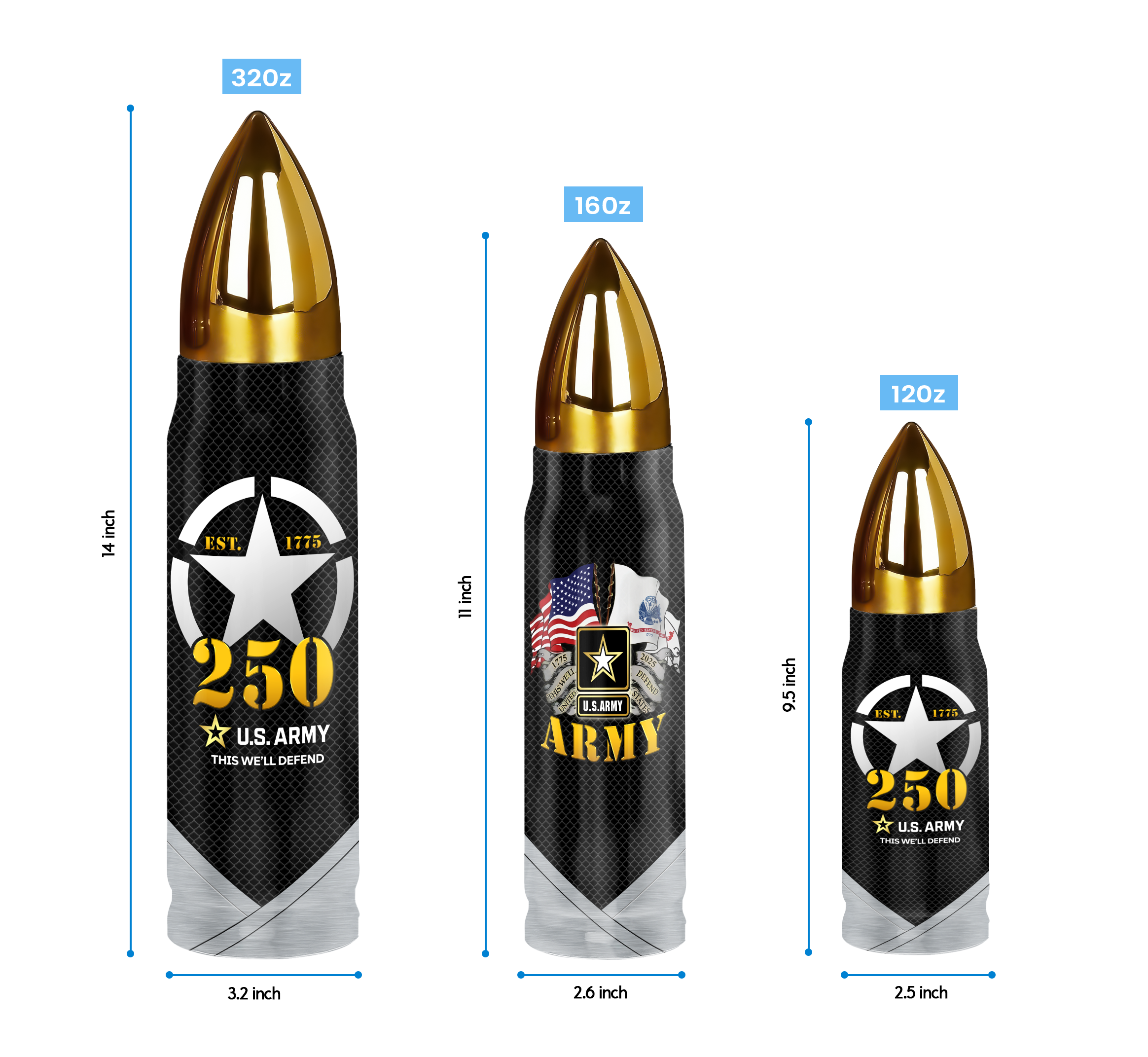 Army 250th Anniversary Bullet Tumbler