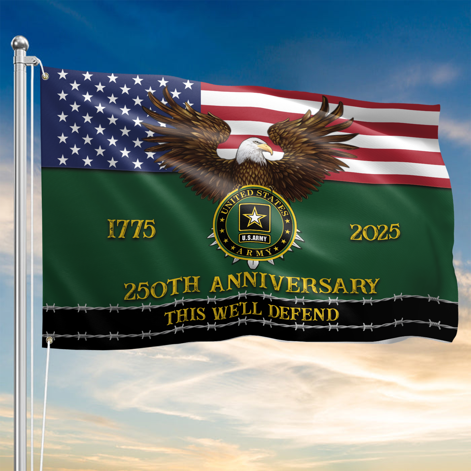 Army 250th Anniversary House Flag