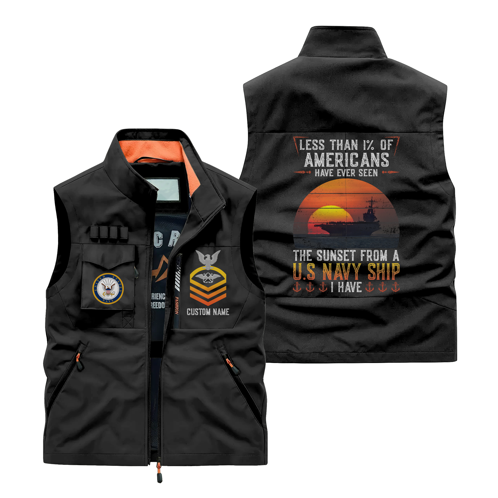 Personalizable Less Than 1% Navy Ship Pocket Vest