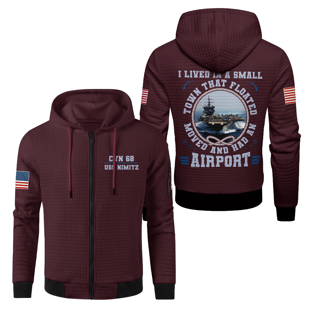 Personalizable I Lived In A Small Town That Floated Waffle Hooded Jacket