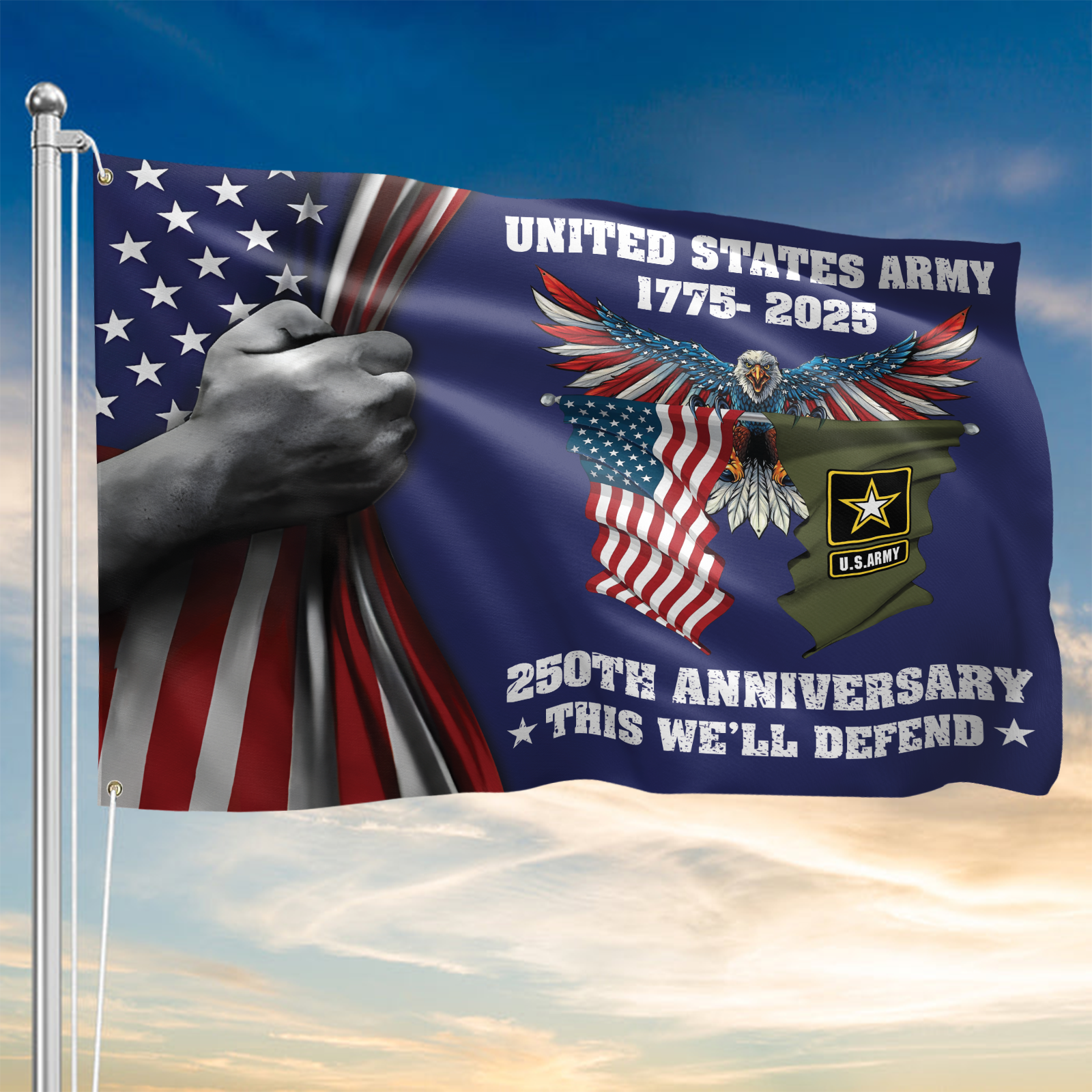 Army 250th Anniversary House Flag