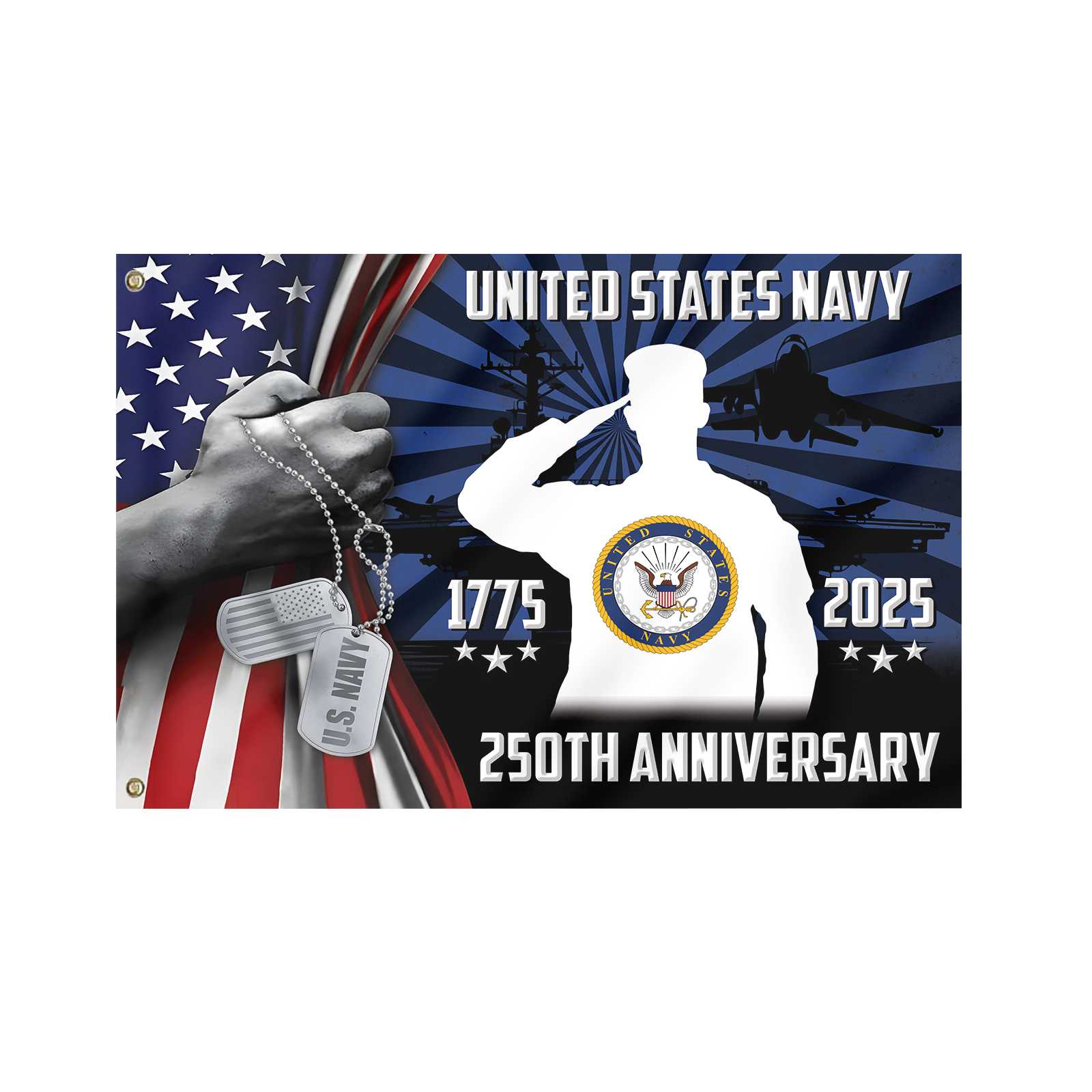 Navy 250th Anniversary House Flag