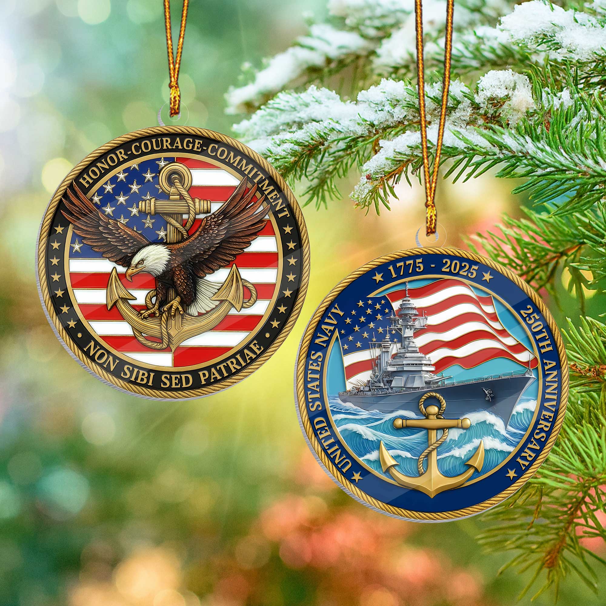 Navy 250th Anniversary Acrylic Ornament