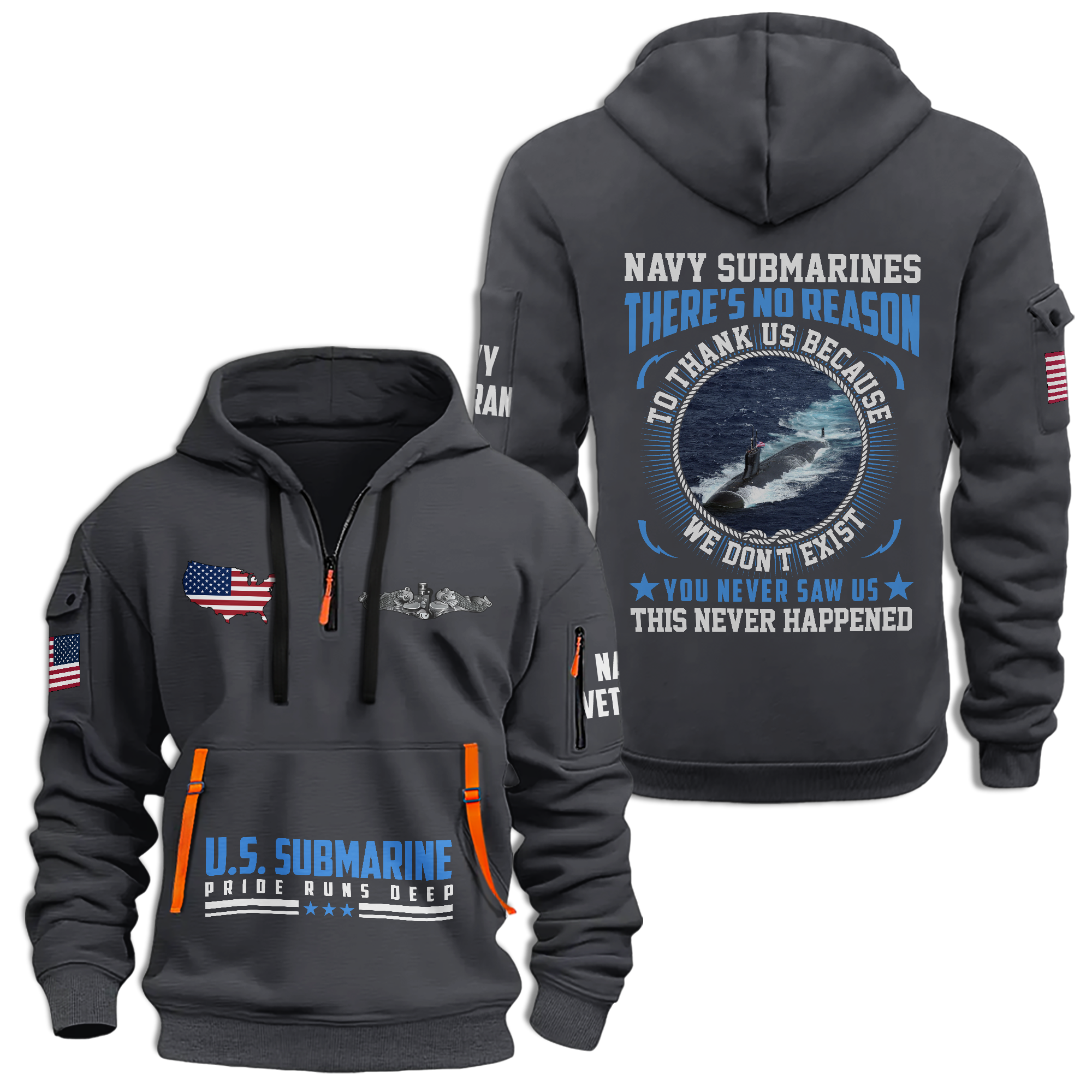 Navy Submarine Quarter Zip Hoodie