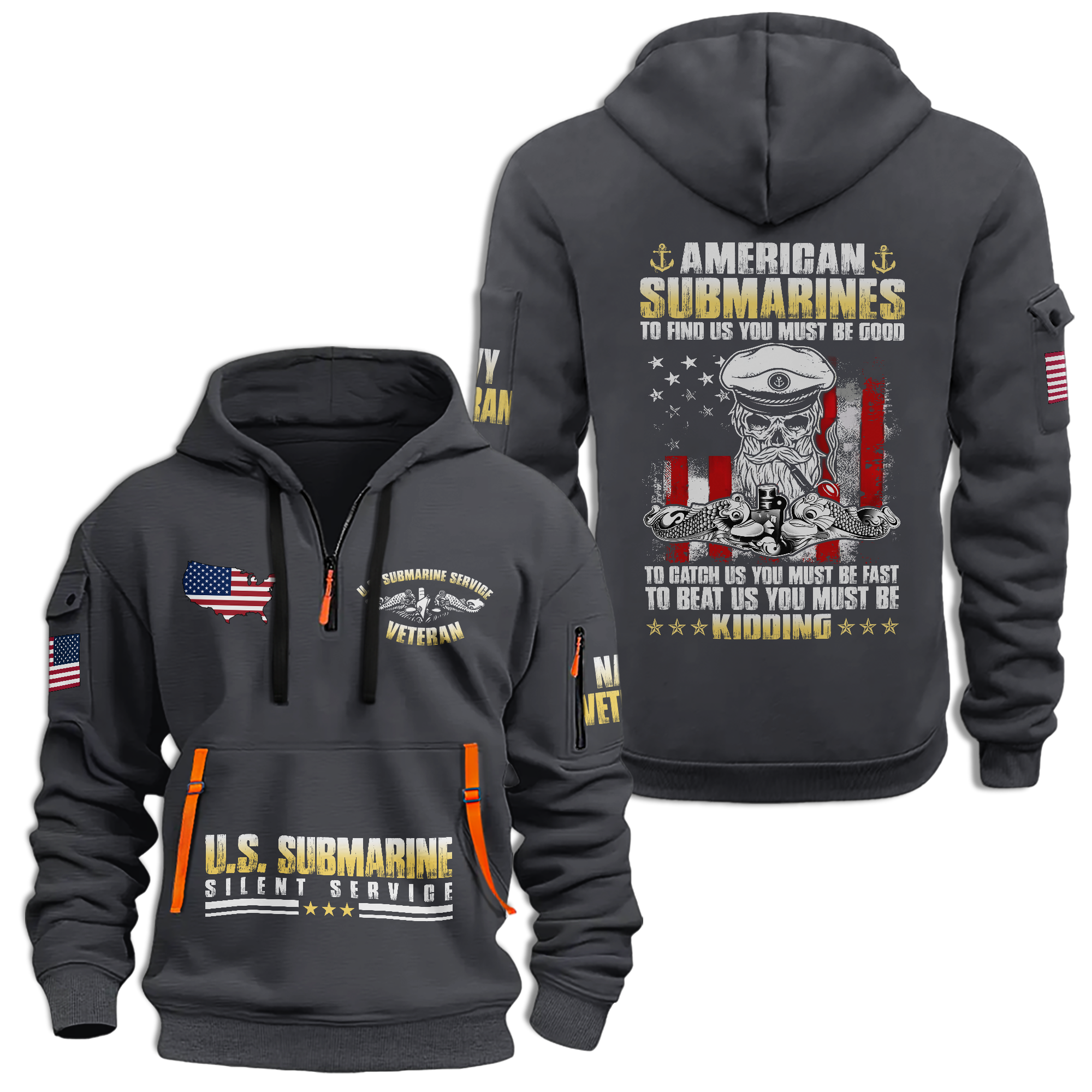 Navy Submarine Quarter Zip Hoodie