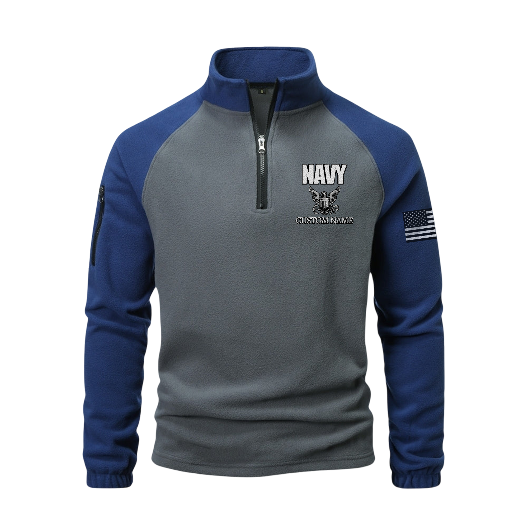 Personalizable Navy Service Honor Sacrifice Half-Zip Raglan Sweatshirt
