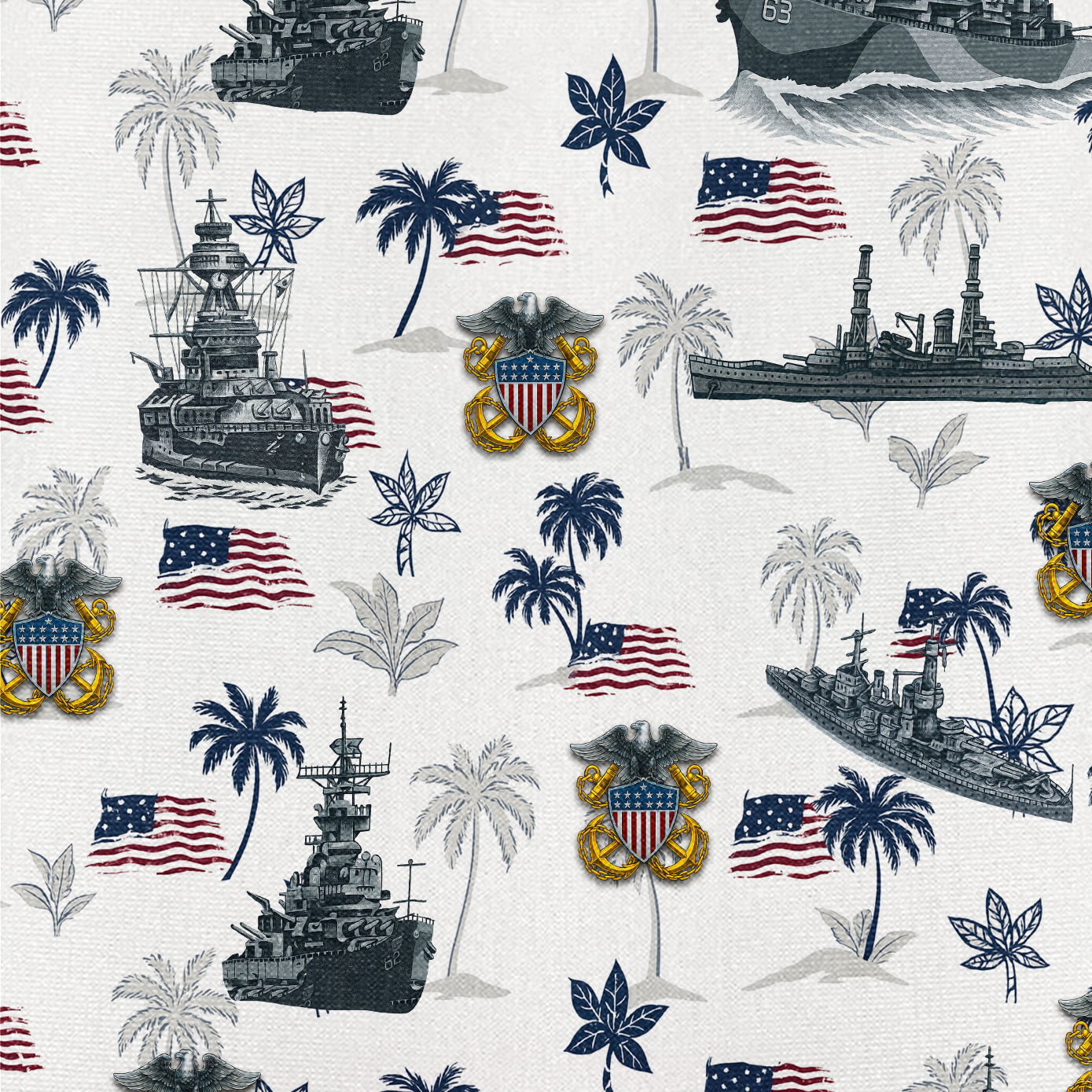 Navy Tropical Cuban Shirt