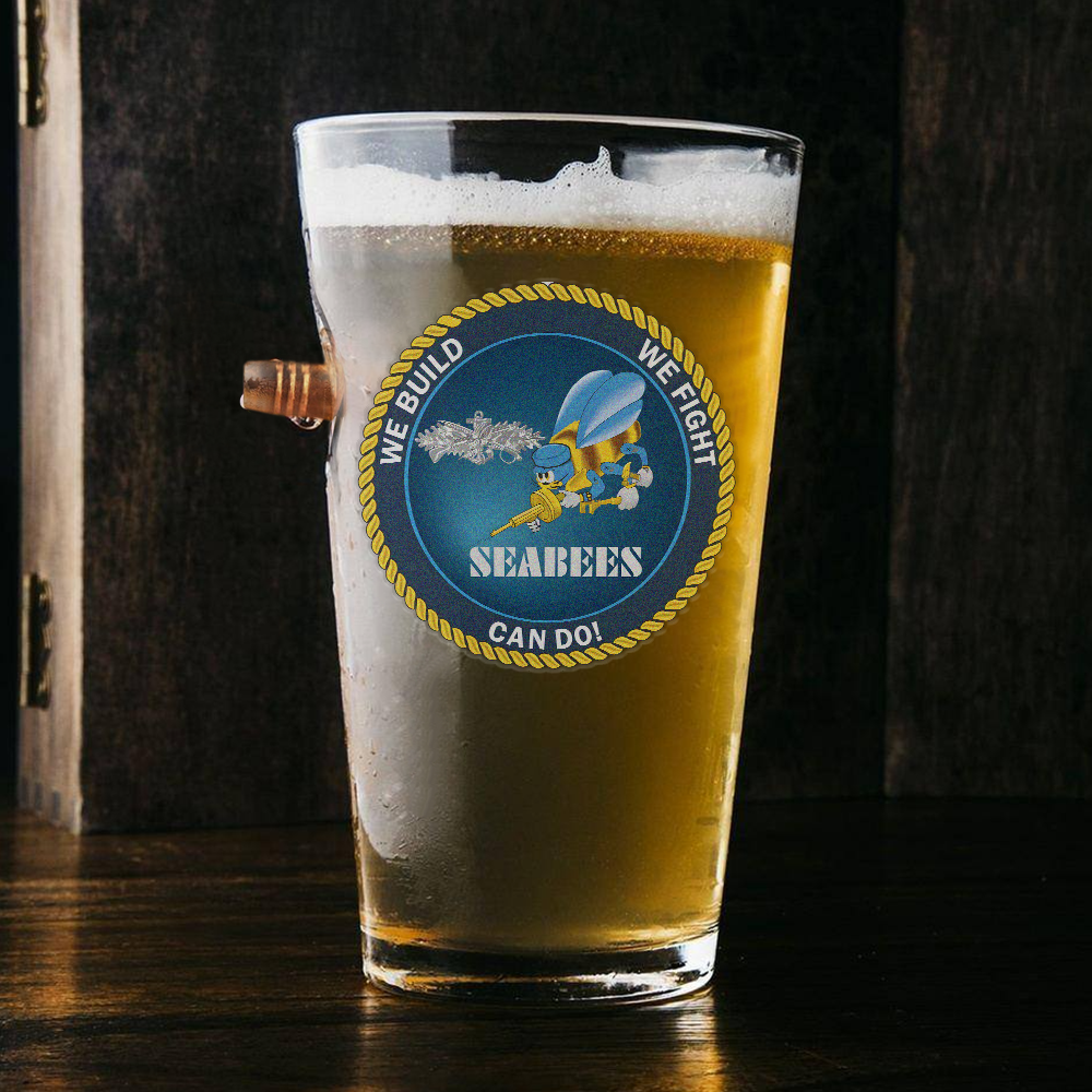 Seabees We Build We Fight Bullet Pint Glass