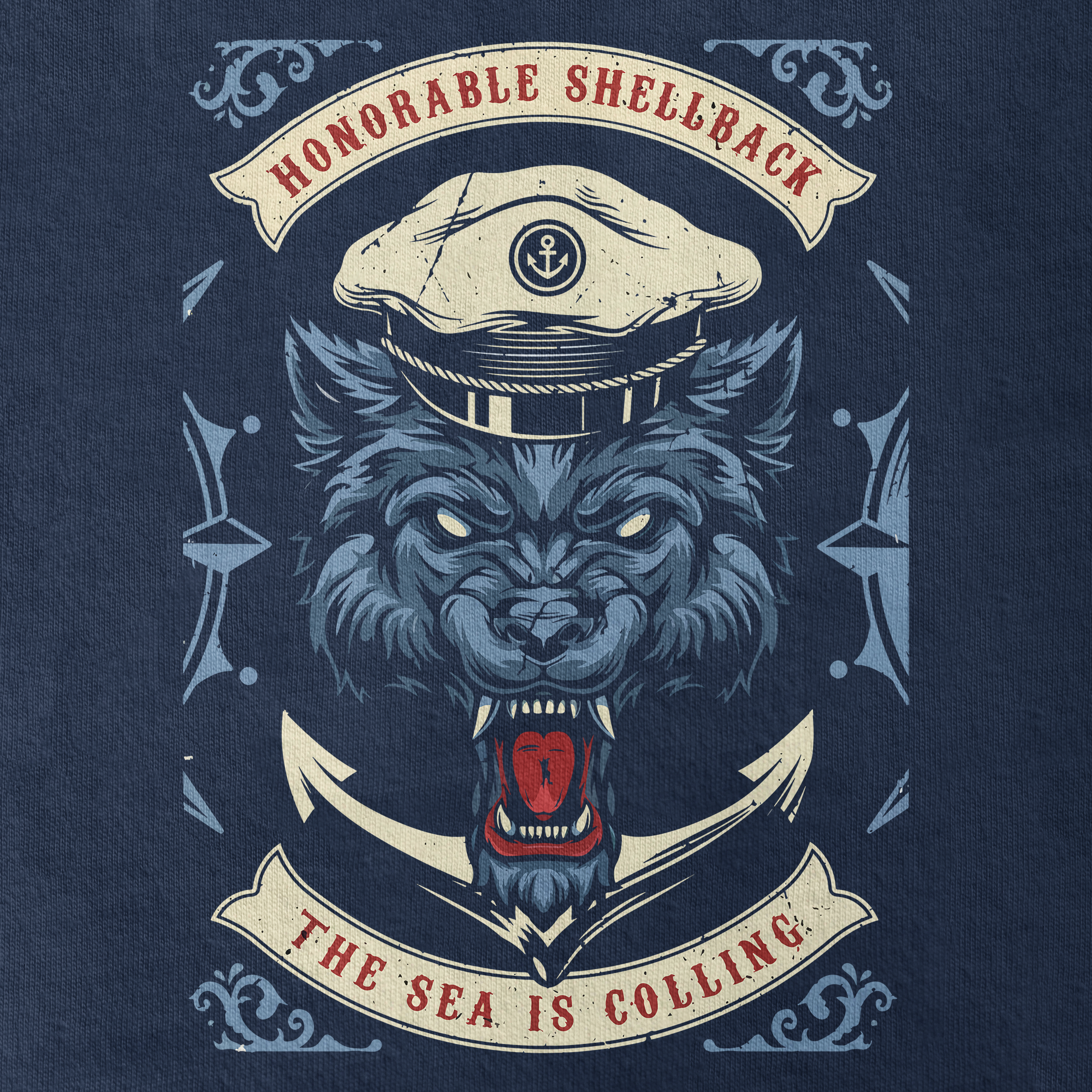 Honorable Shellback The Sea Is Colling Double Sided Pocket T-shirt