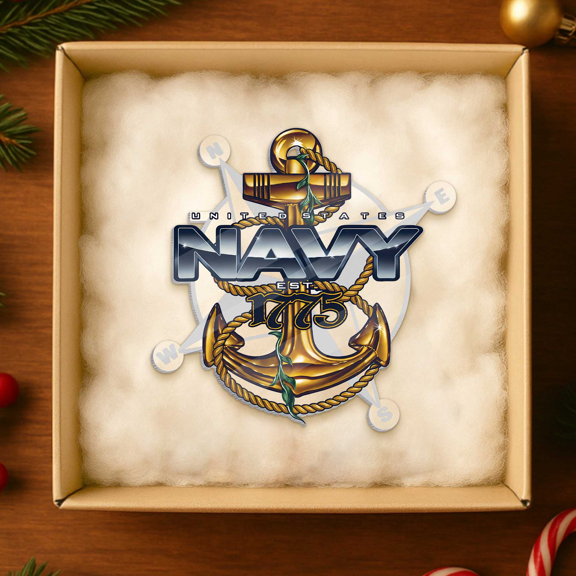 Navy Anchor Est 1775 Acrylic Ornament