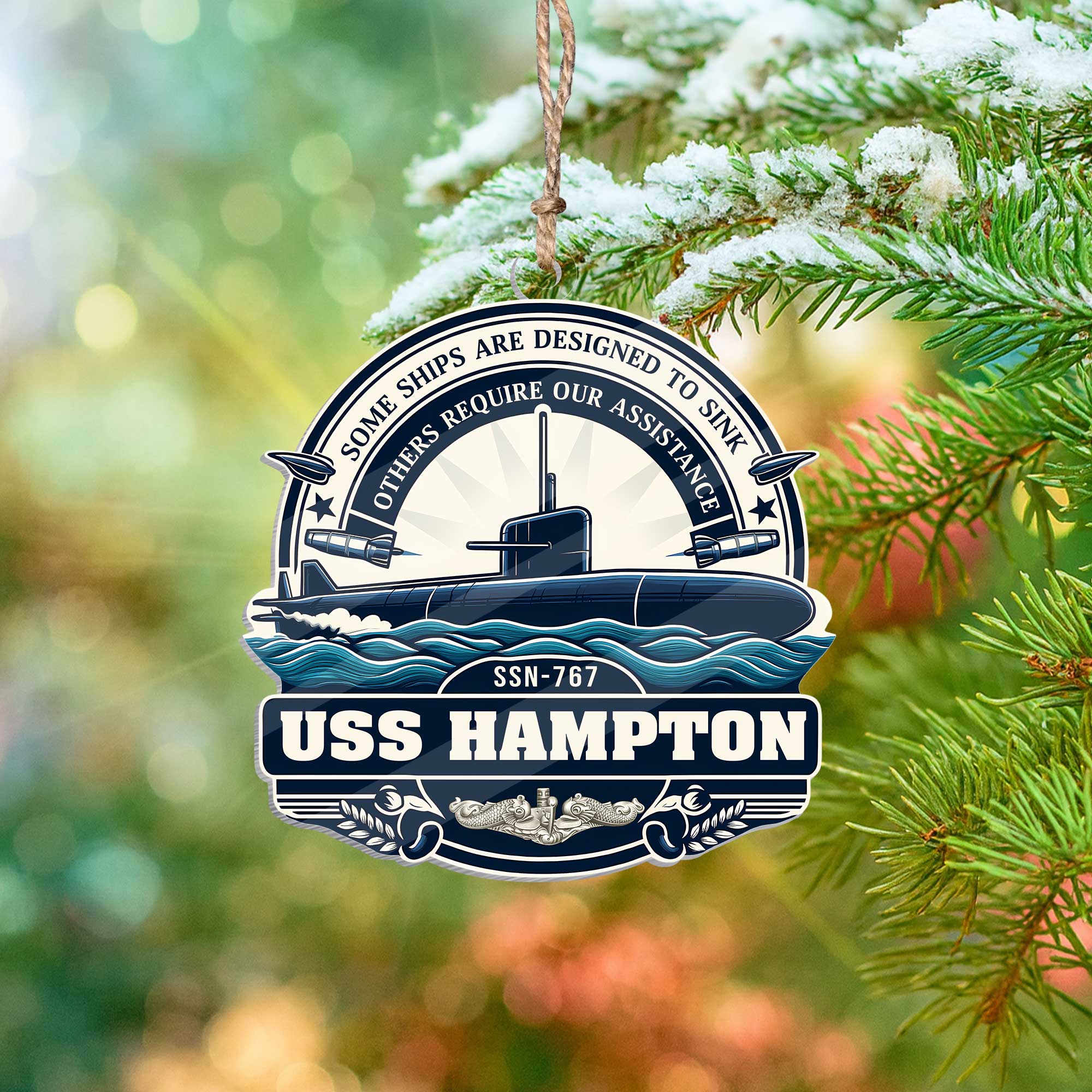 Personalizable Navy Submarine Some Ships Are Designed To Sink Acrylic Ornament