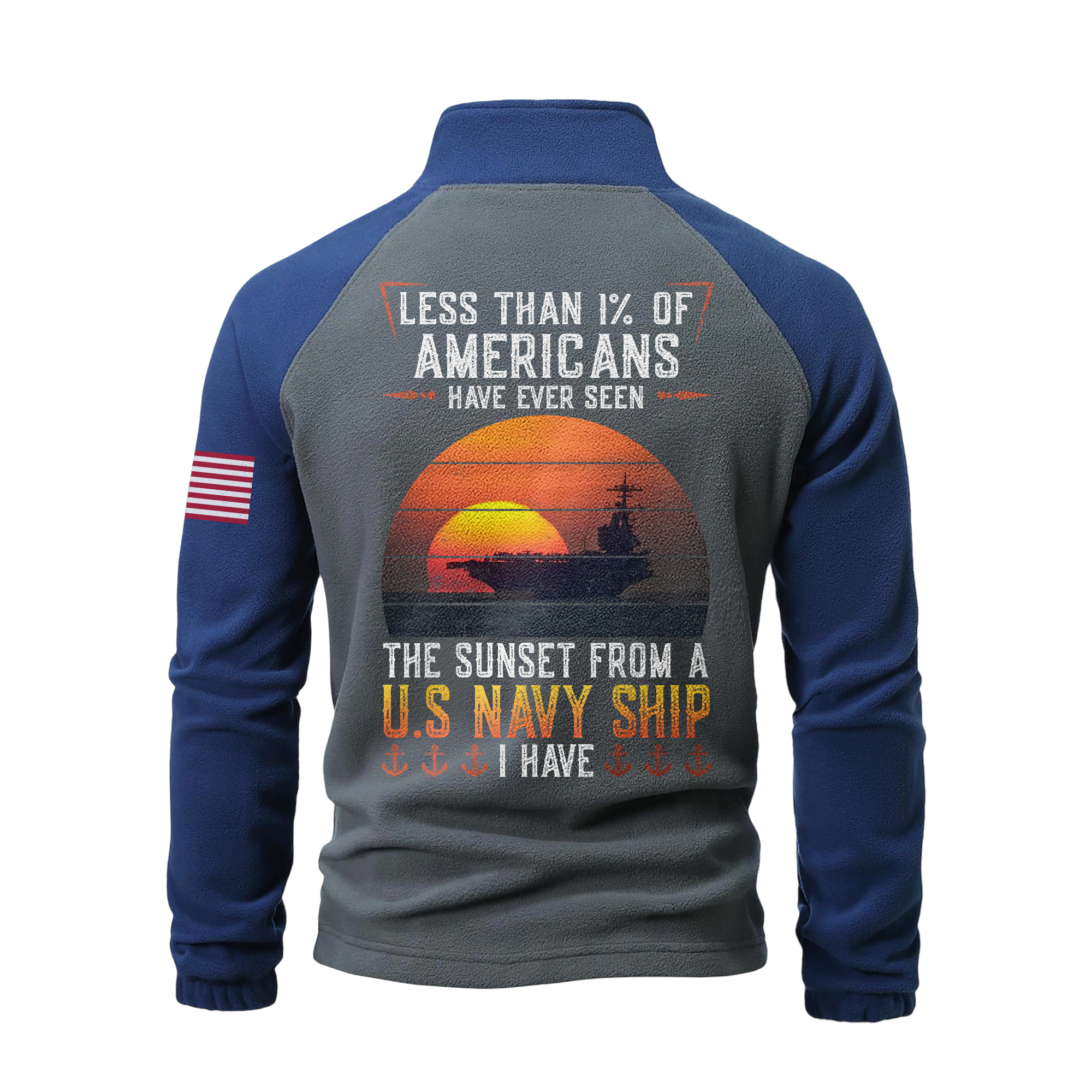 Less Than 1% Navy Ship Half-Zip Raglan Sweatshirt