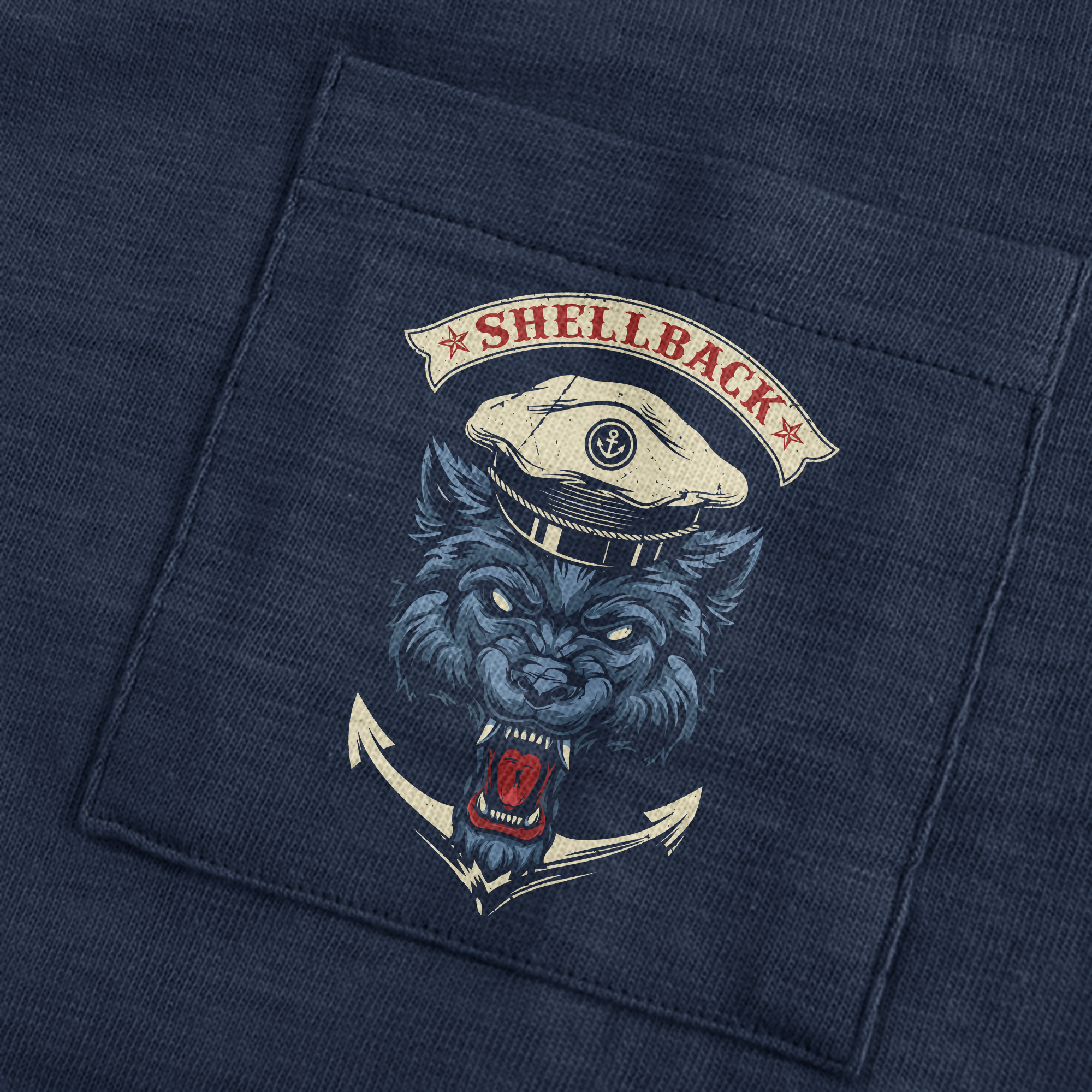 Honorable Shellback The Sea Is Colling Double Sided Pocket T-shirt