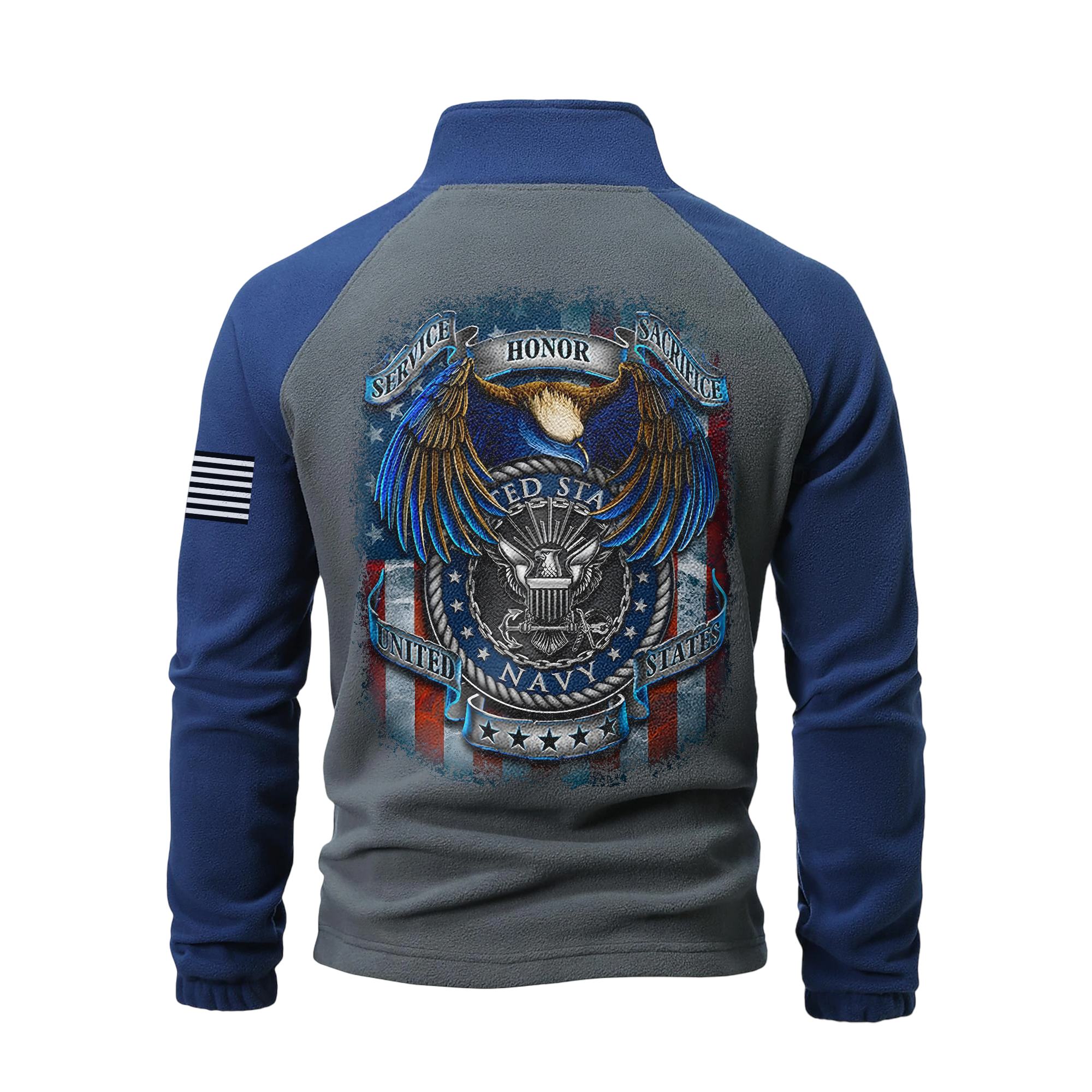Personalizable Navy Service Honor Sacrifice Half-Zip Raglan Sweatshirt