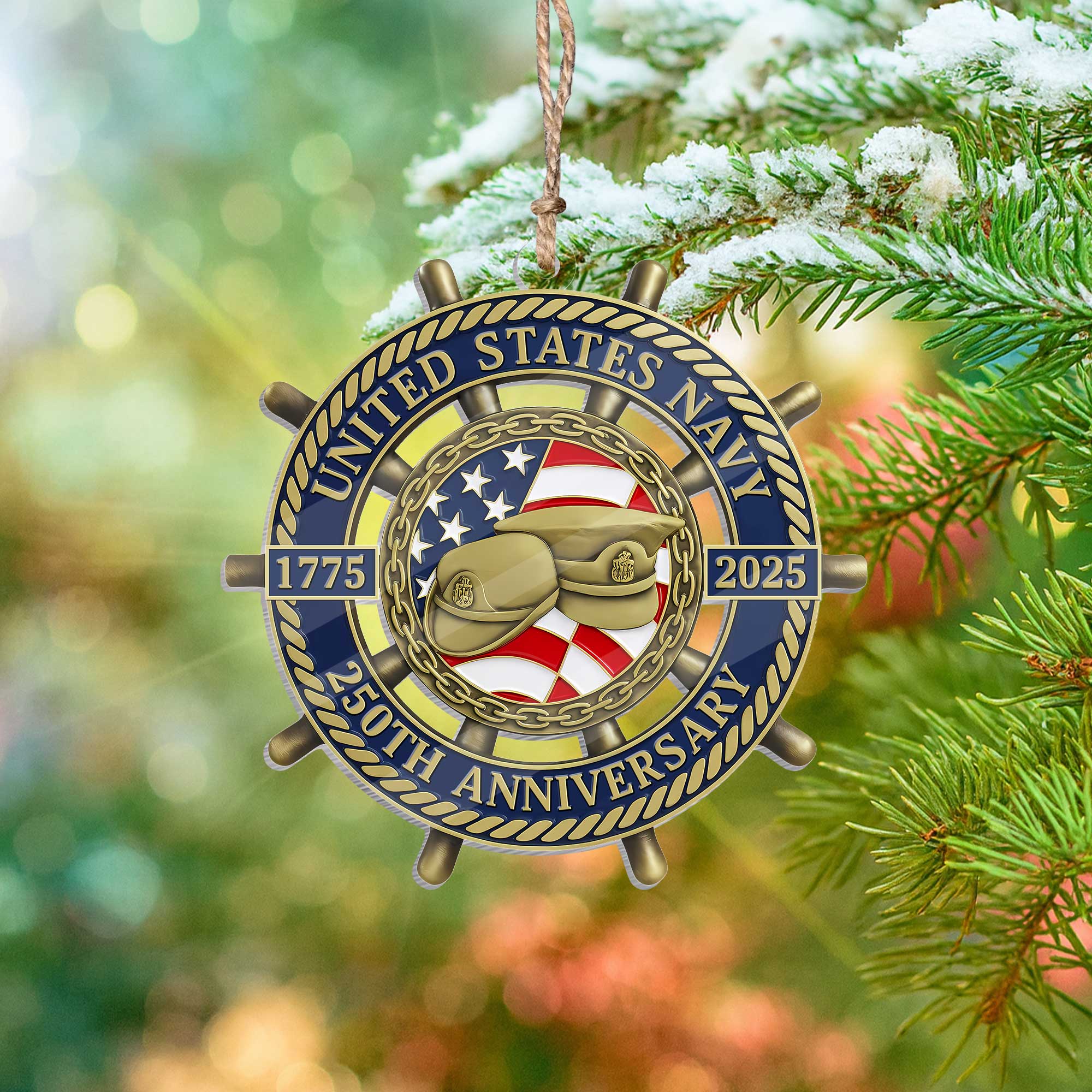 Navy 250th Anniversary Acrylic Ornament