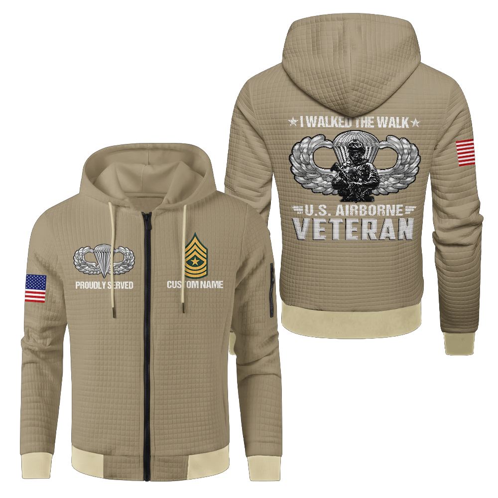 Personalizable Airborne I Walked The Walk Waffle Hooded Jacket