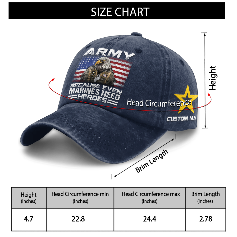 Personalizable Army Because Even Marines Need Heroes Washed Cap