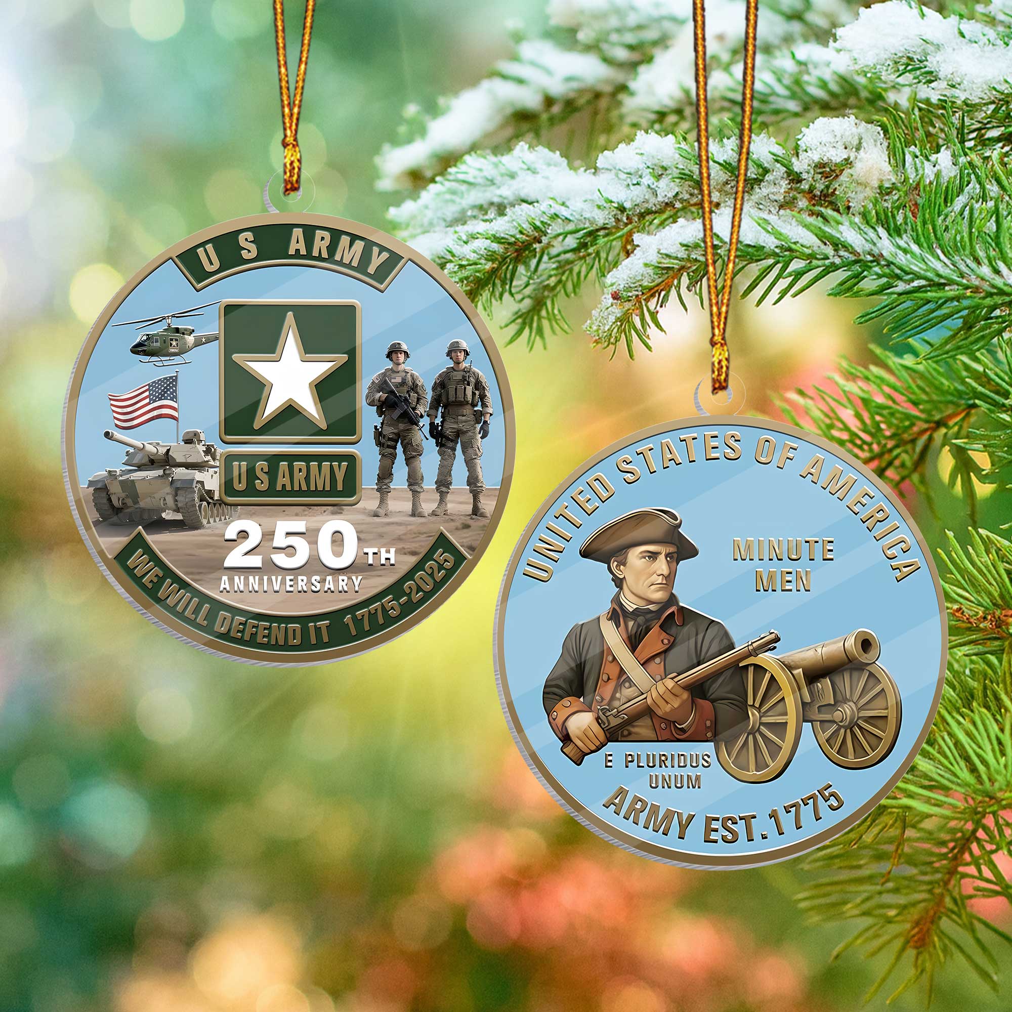Army 250th Anniversary Acrylic Ornament