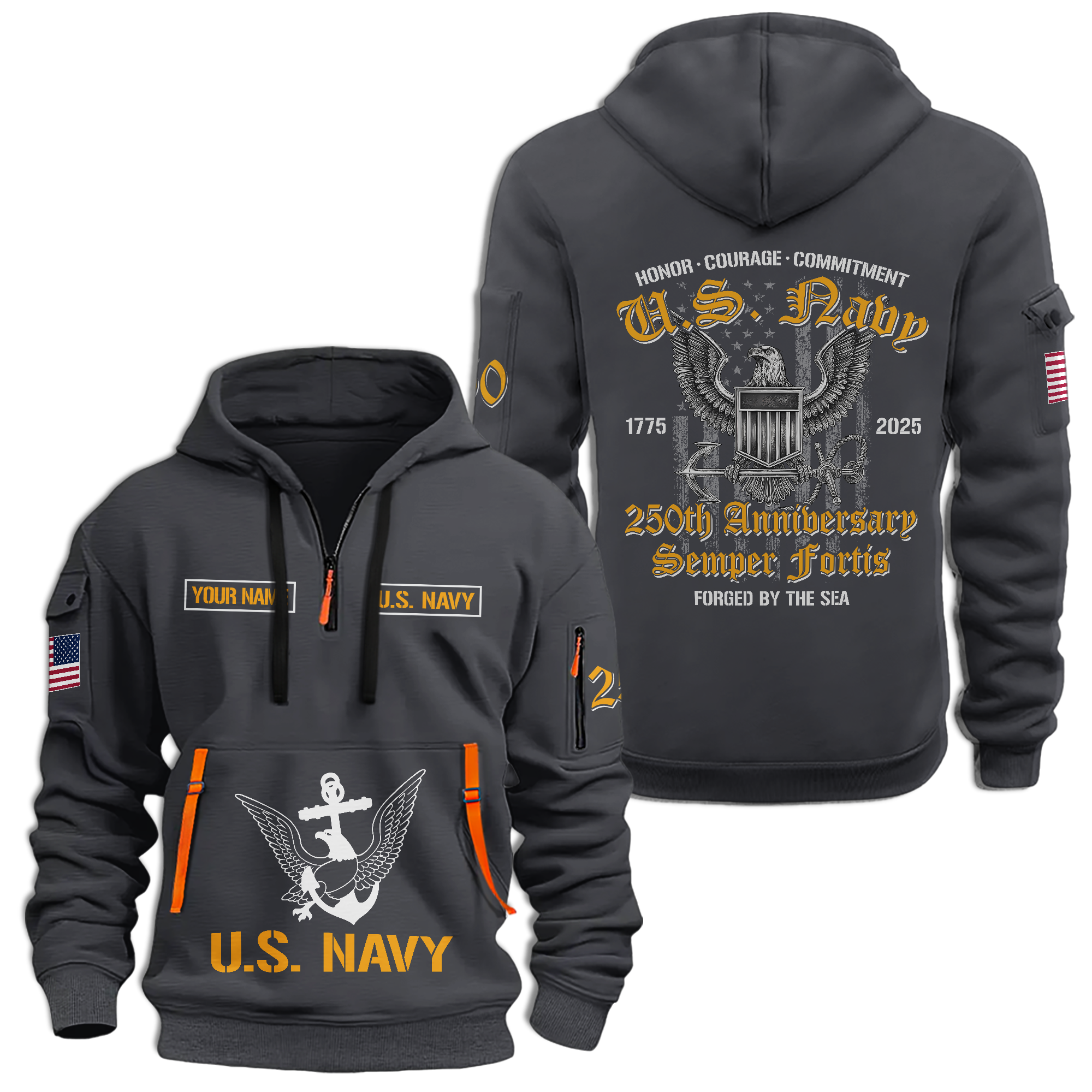 Navy 250th Anniversary Quarter Zip Hoodie