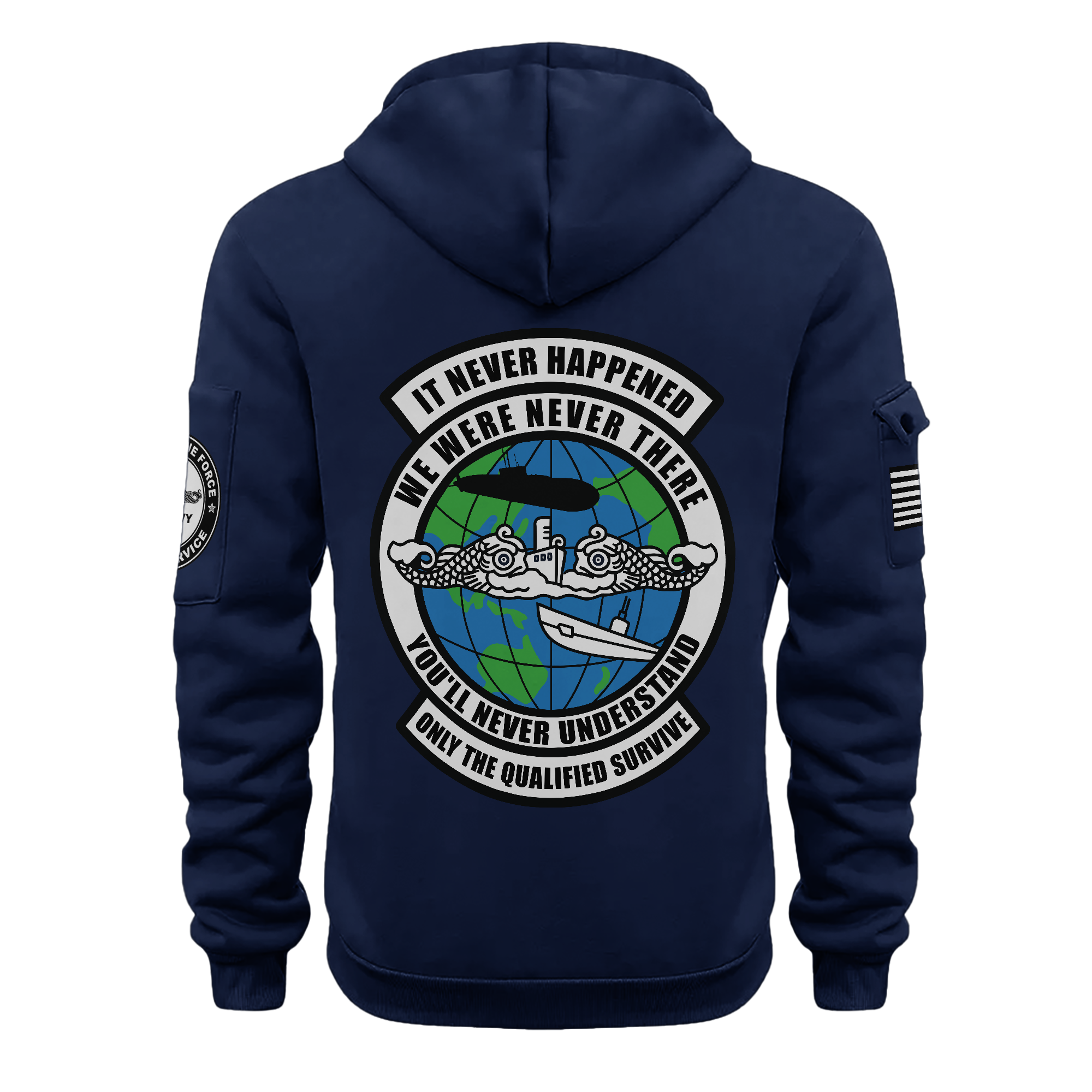 Navy Submarine It Never Happened Quarter Zip Hoodie