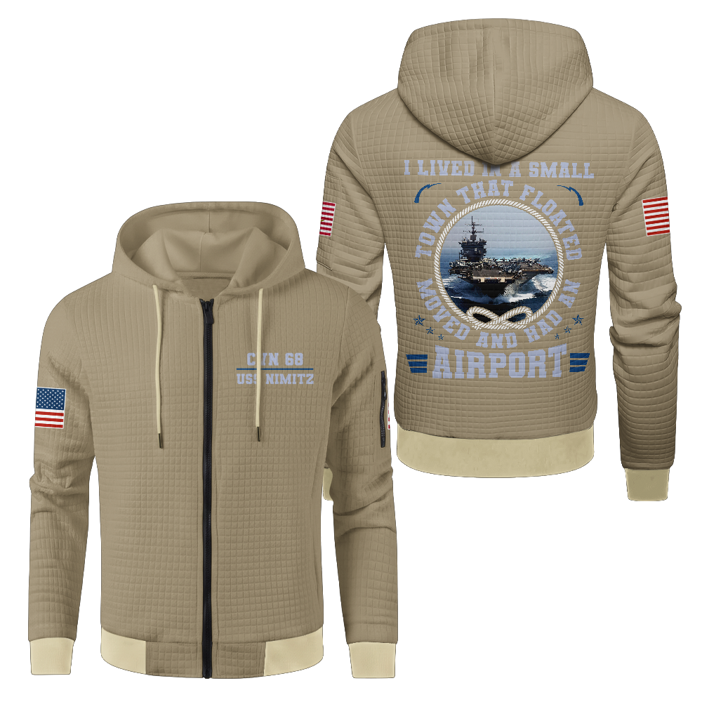 Personalizable I Lived In A Small Town That Floated Waffle Hooded Jacket