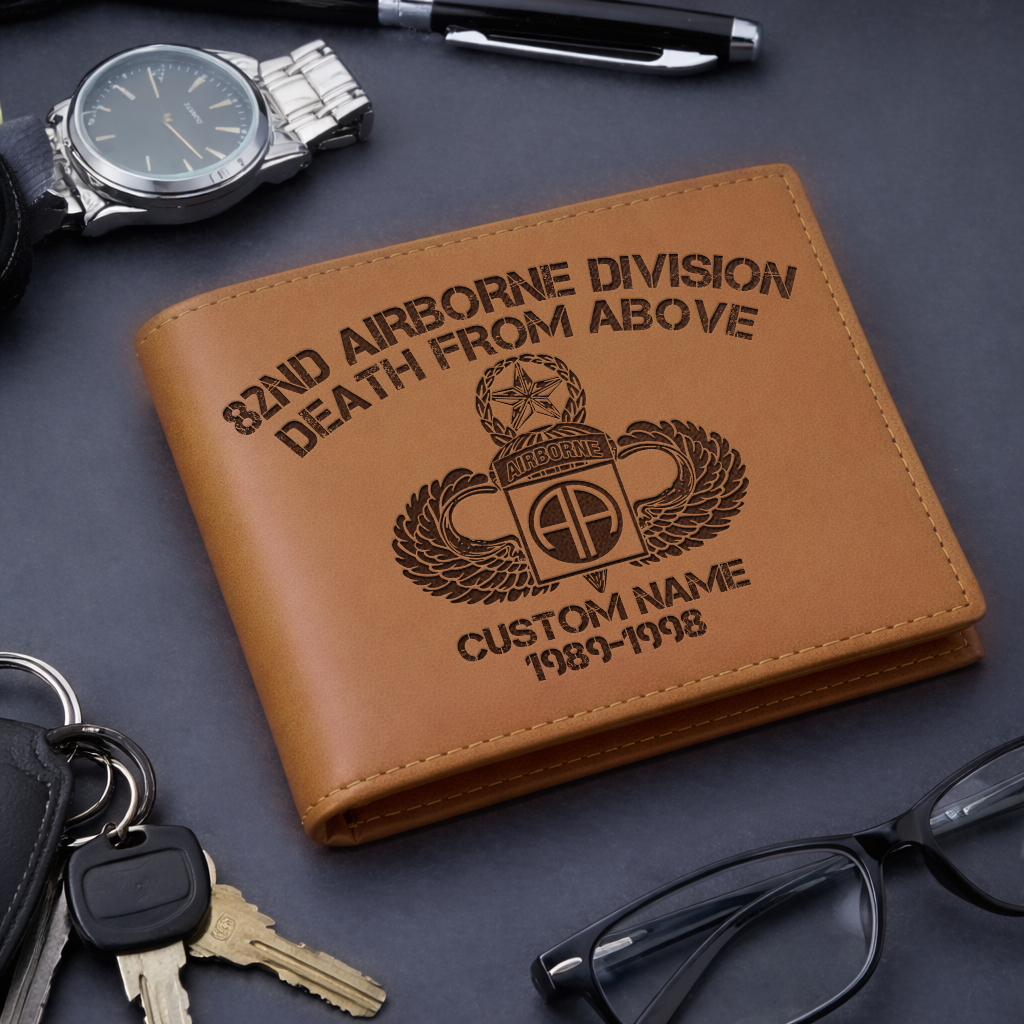 Personalizable 82nd Airborne Division Genuine Leather Wallet
