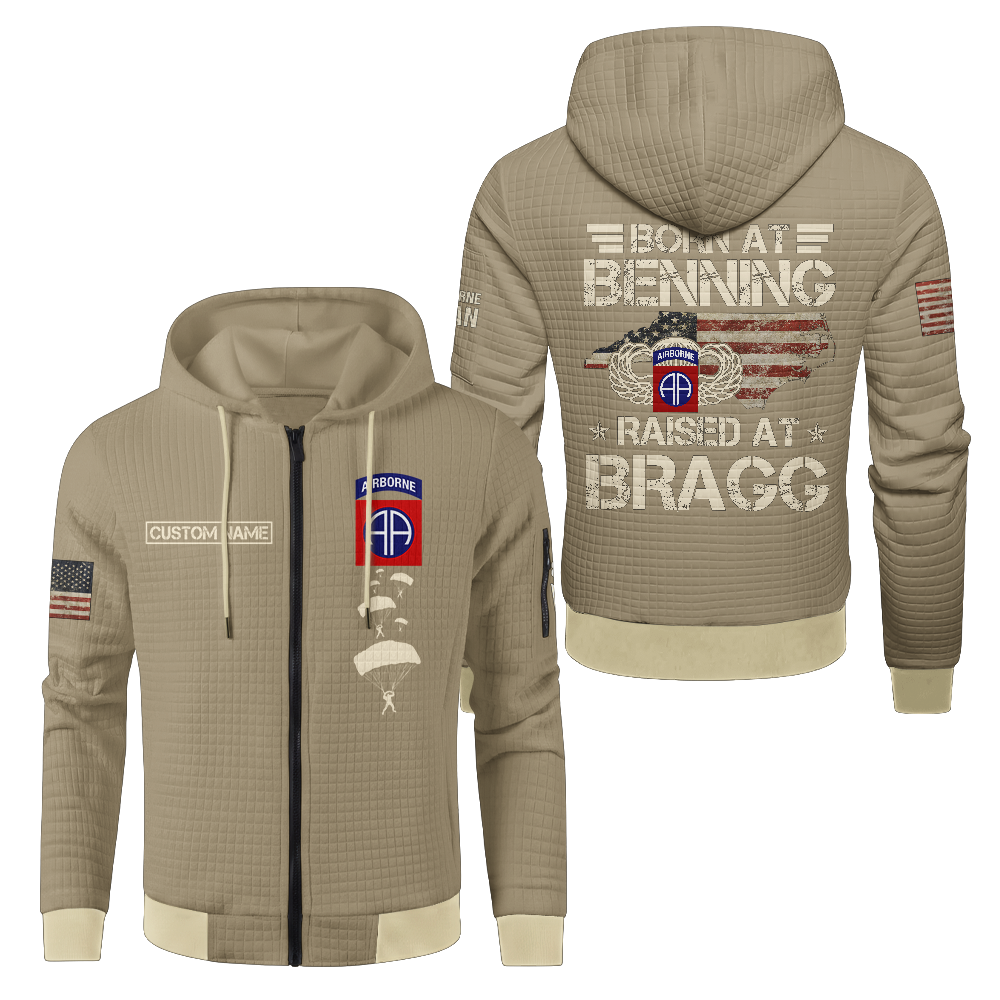 Personalizable Born At Benning Waffle Hooded Jacket