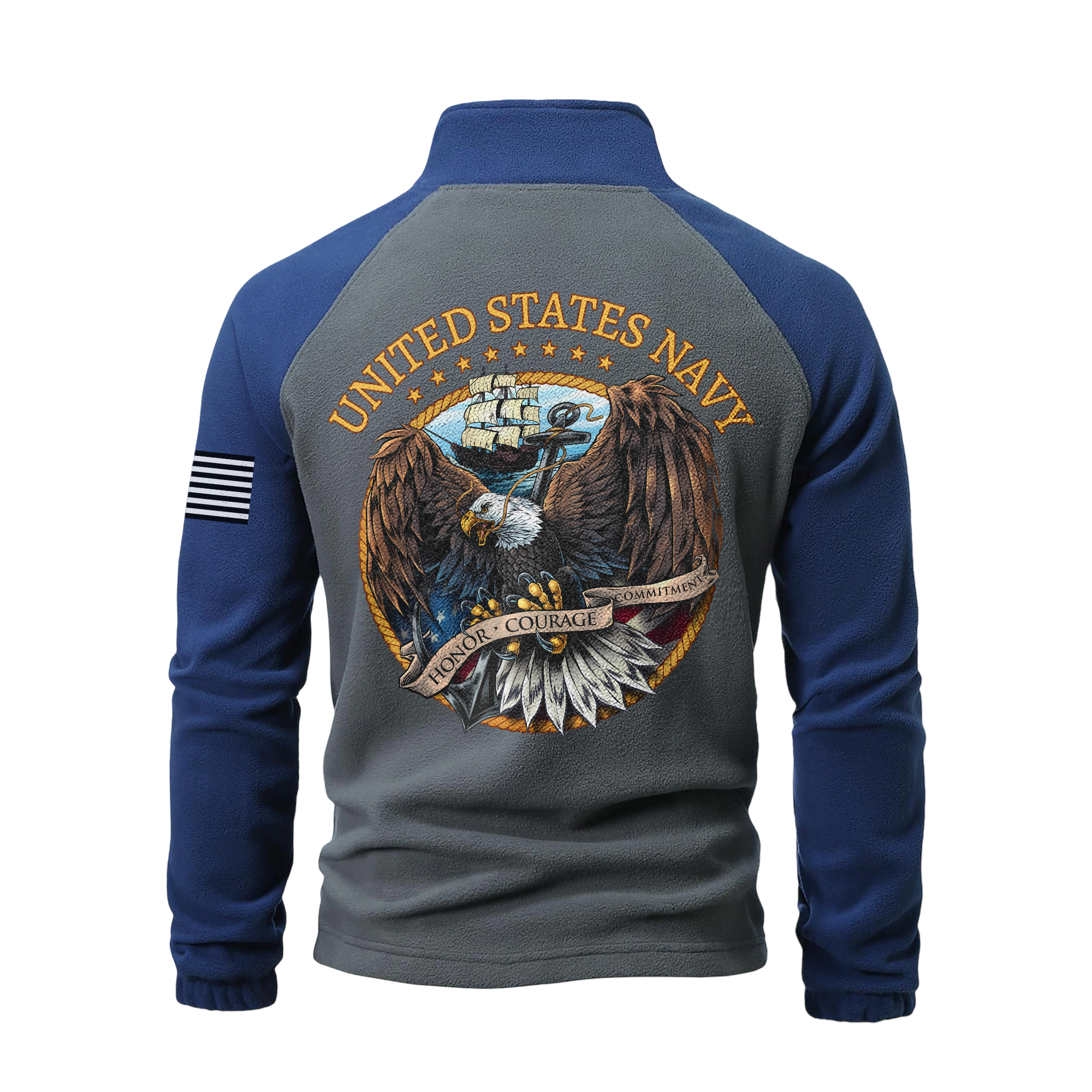 Navy Honor Courage Commitment Half-Zip Raglan Sweatshirt
