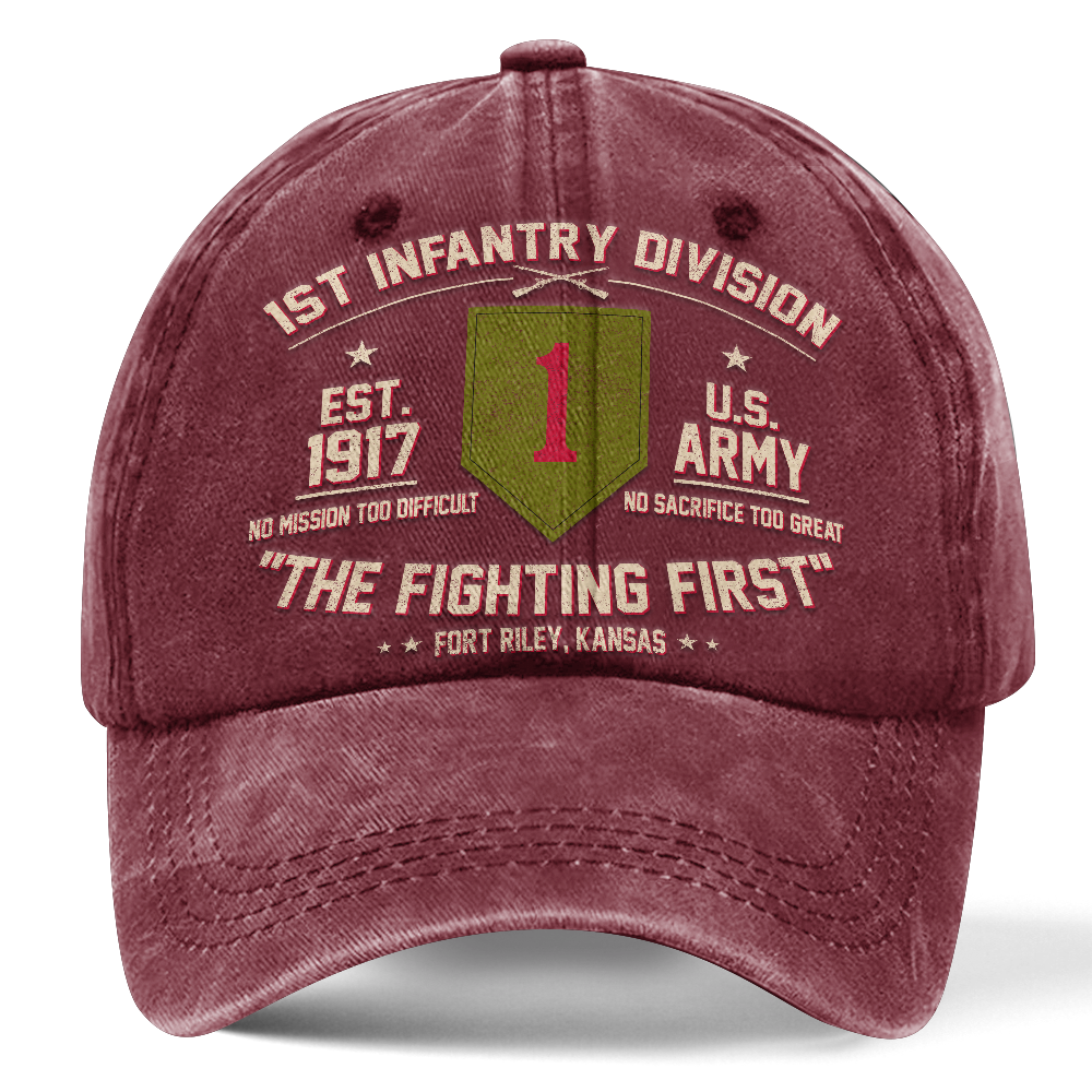 Personalizable Army 1st Infantry Division Washed Cap