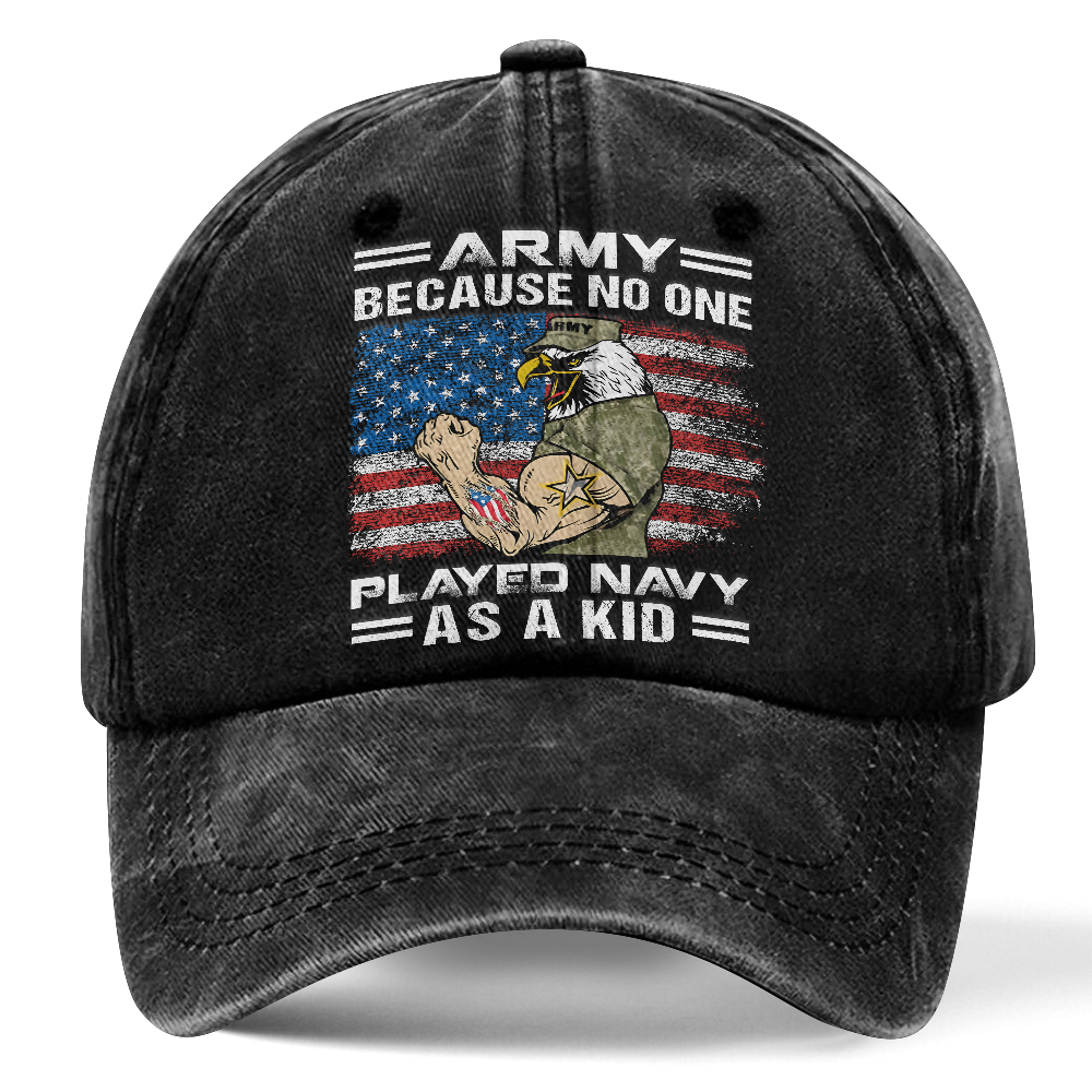 Personalizable Army Because No One Played Navy As A Kid Washed Cap