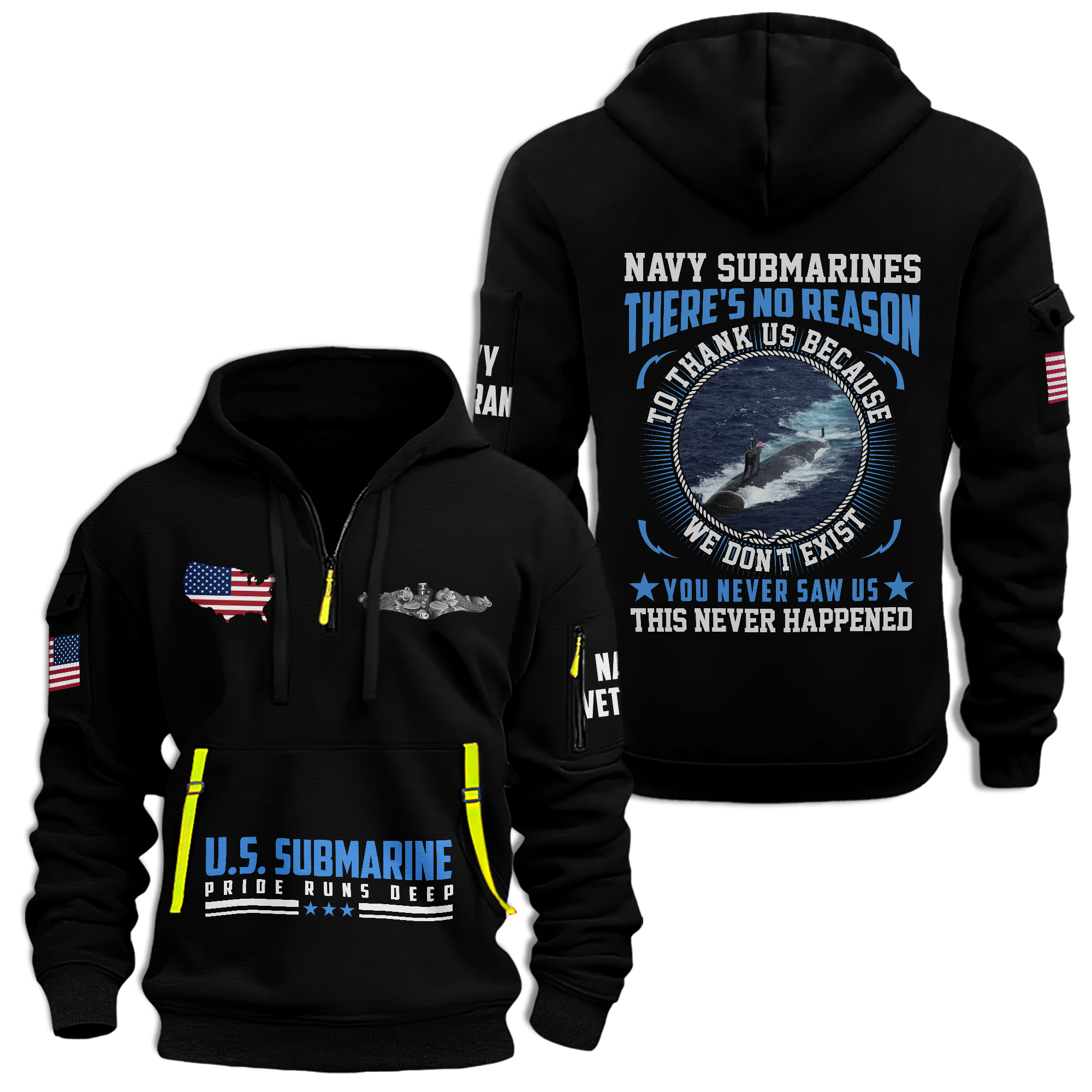 Navy Submarine Quarter Zip Hoodie