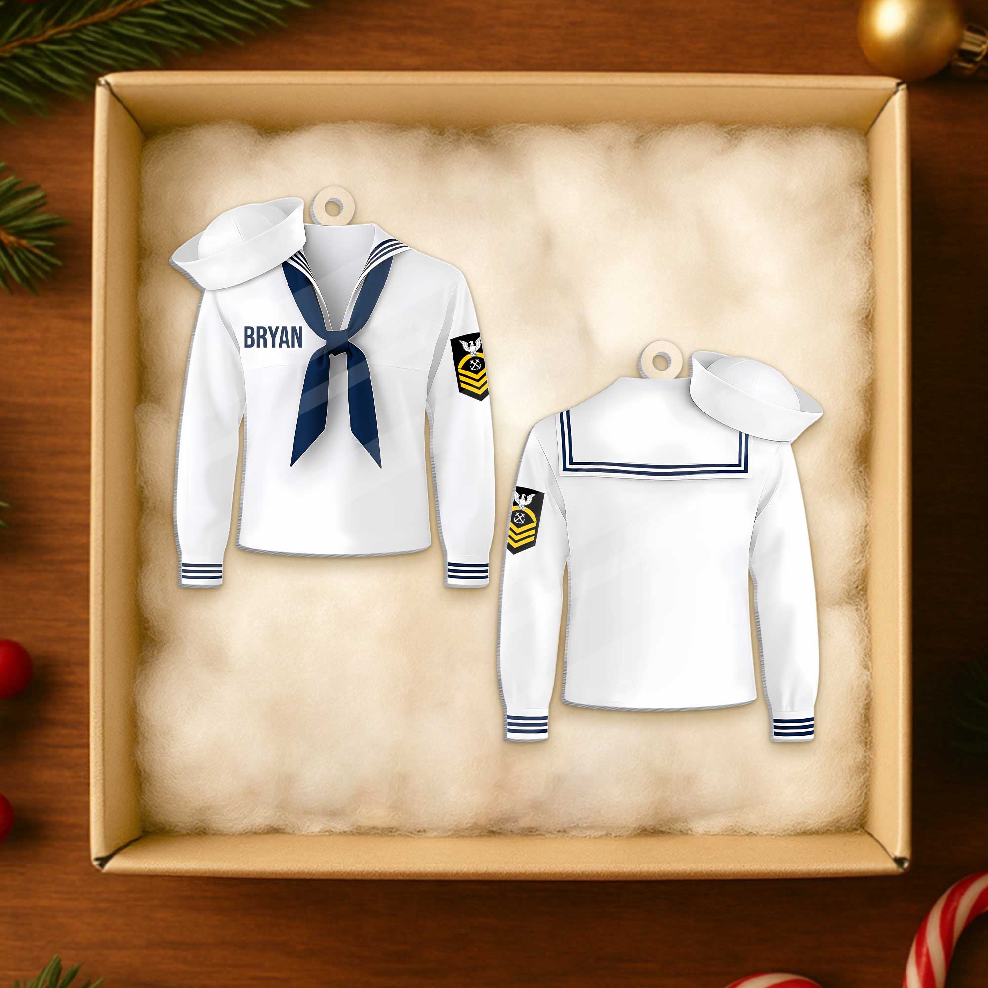 Personalizable Navy Uniform Acrylic Ornament