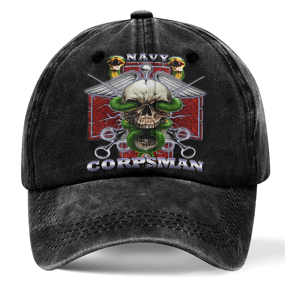 Personalizable Navy Corpsman Washed Cap