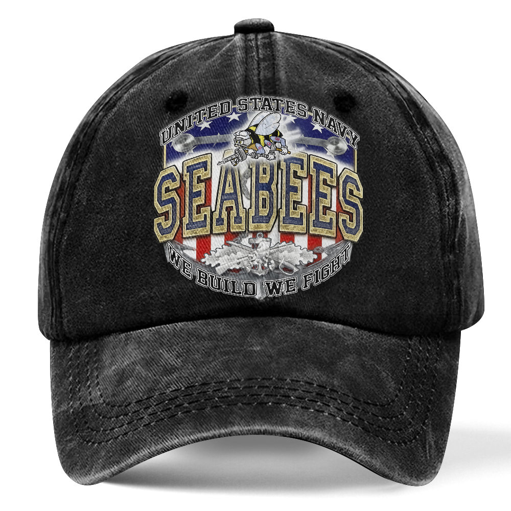 Personalizable Navy Seabee Washed Cap