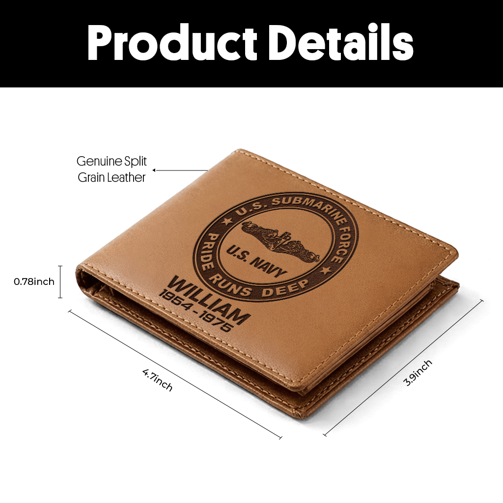 Personalizable Submarine Force Genuine Leather Wallet