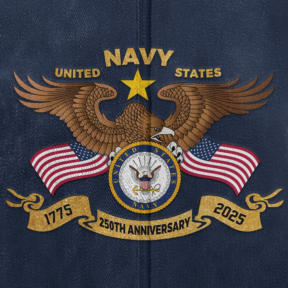 Personalizable Navy 250th Anniversary Washed Cap