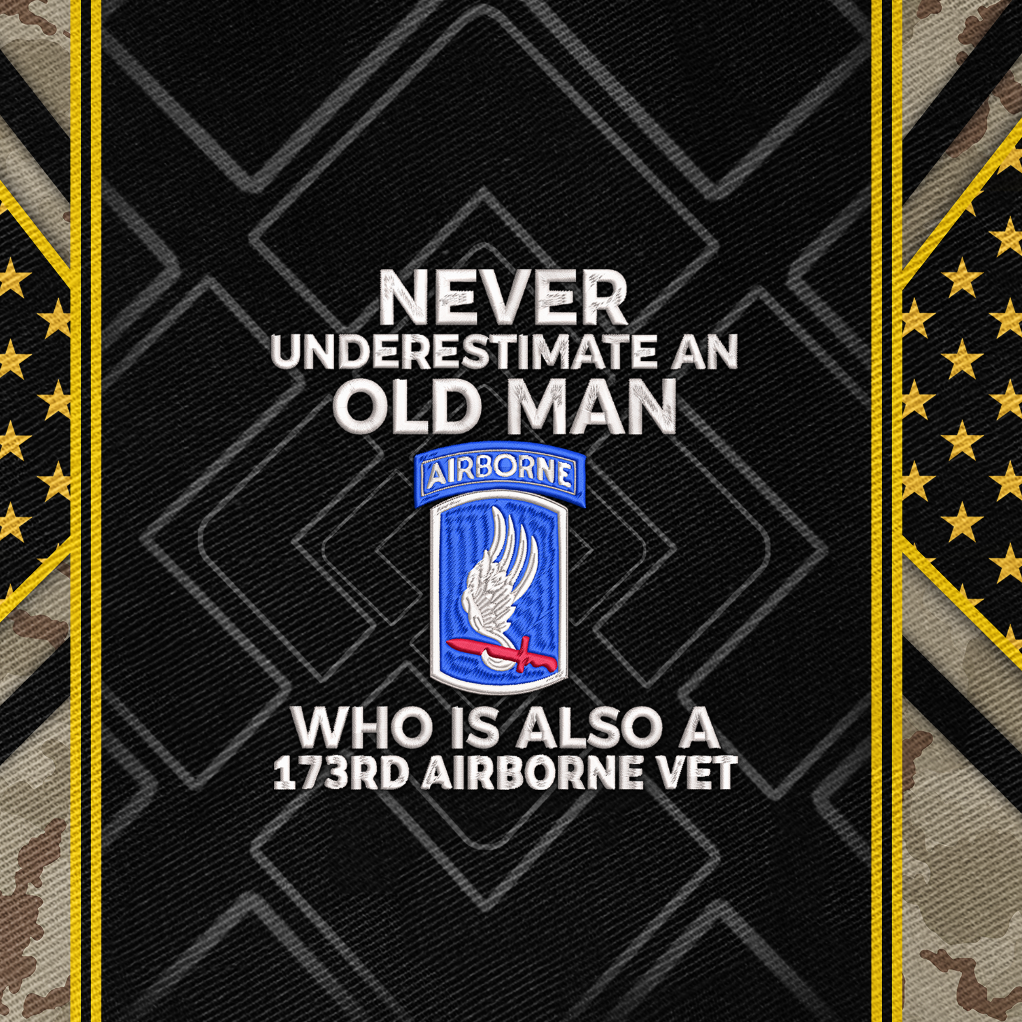Never Underestimate An Old Man Who Is Also A 173rd Airborne Embroidered & Printed Cap