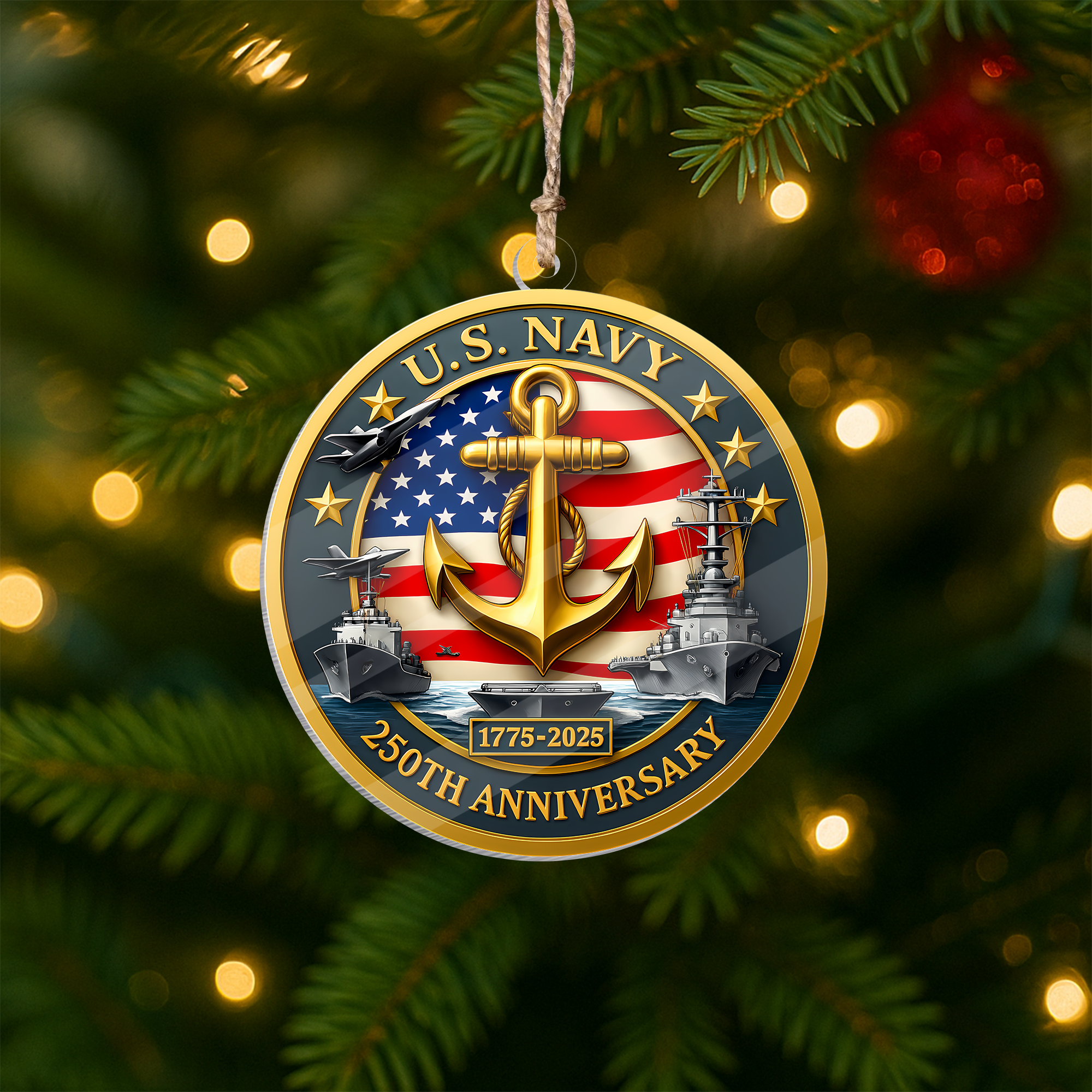 Navy 250th Anniversary Acrylic Ornament