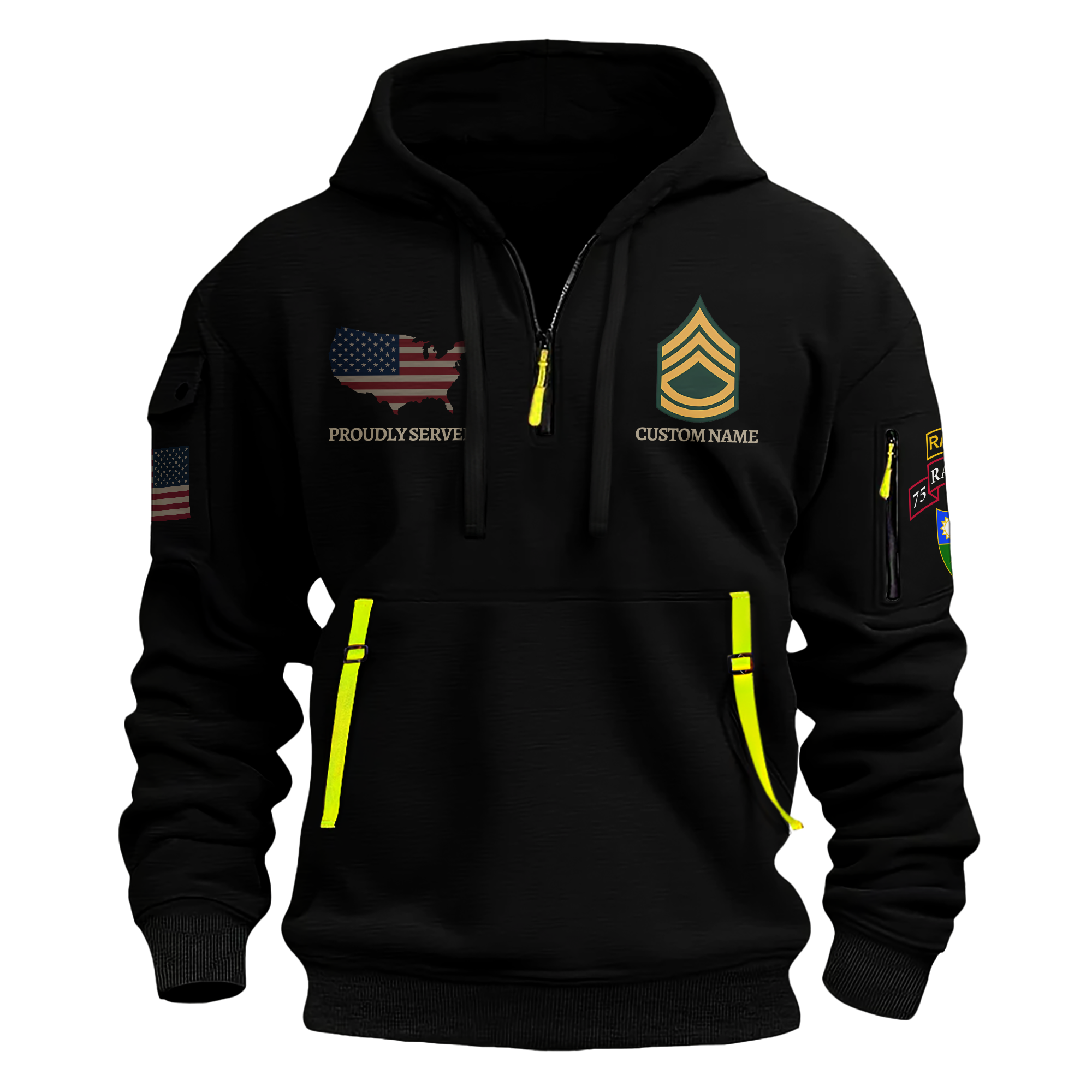 Personalizable 75th Ranger Regiment Quarter Zip Hoodie