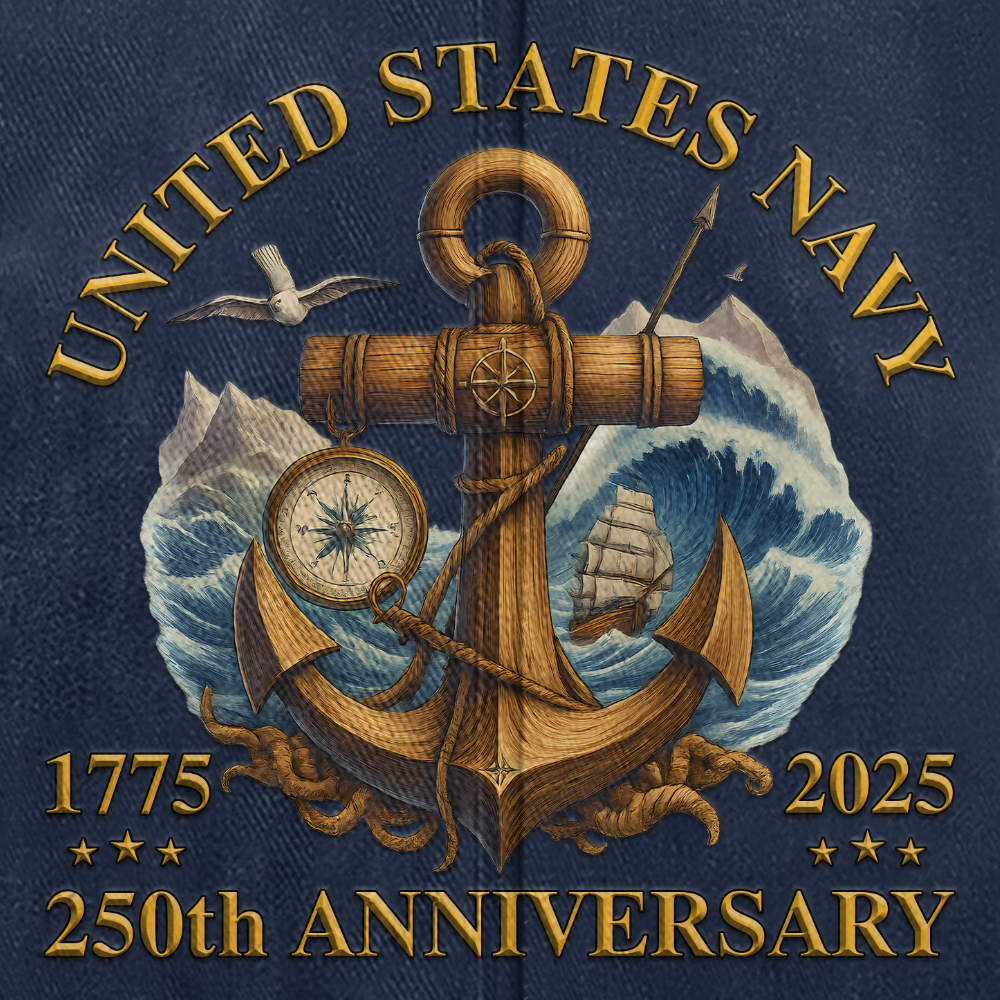 Personalizable Navy 250th Anniversary Washed Cap