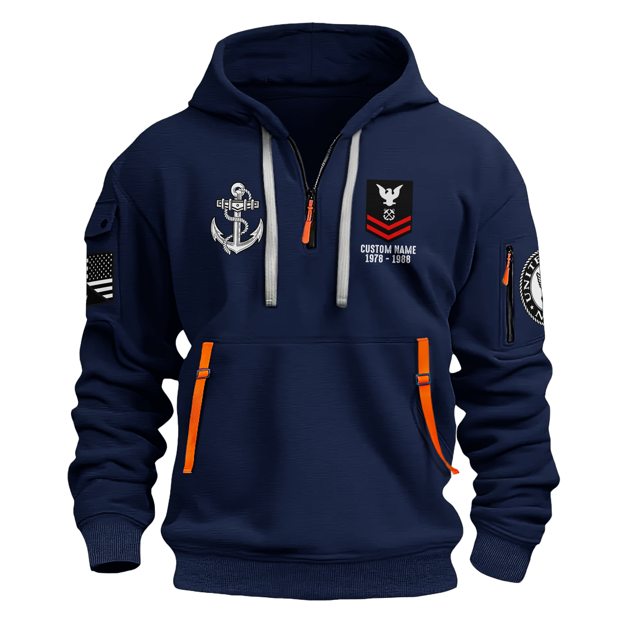 Personalizable Only Real Men Become Sailors Quarter Zip Hoodie
