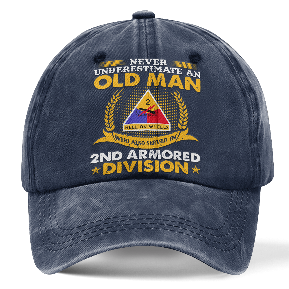 Personalizable Army 2nd Armored Division Washed Cap