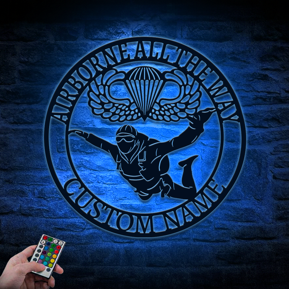 Personalized Airborne All The Way Metal Sign Wall Art